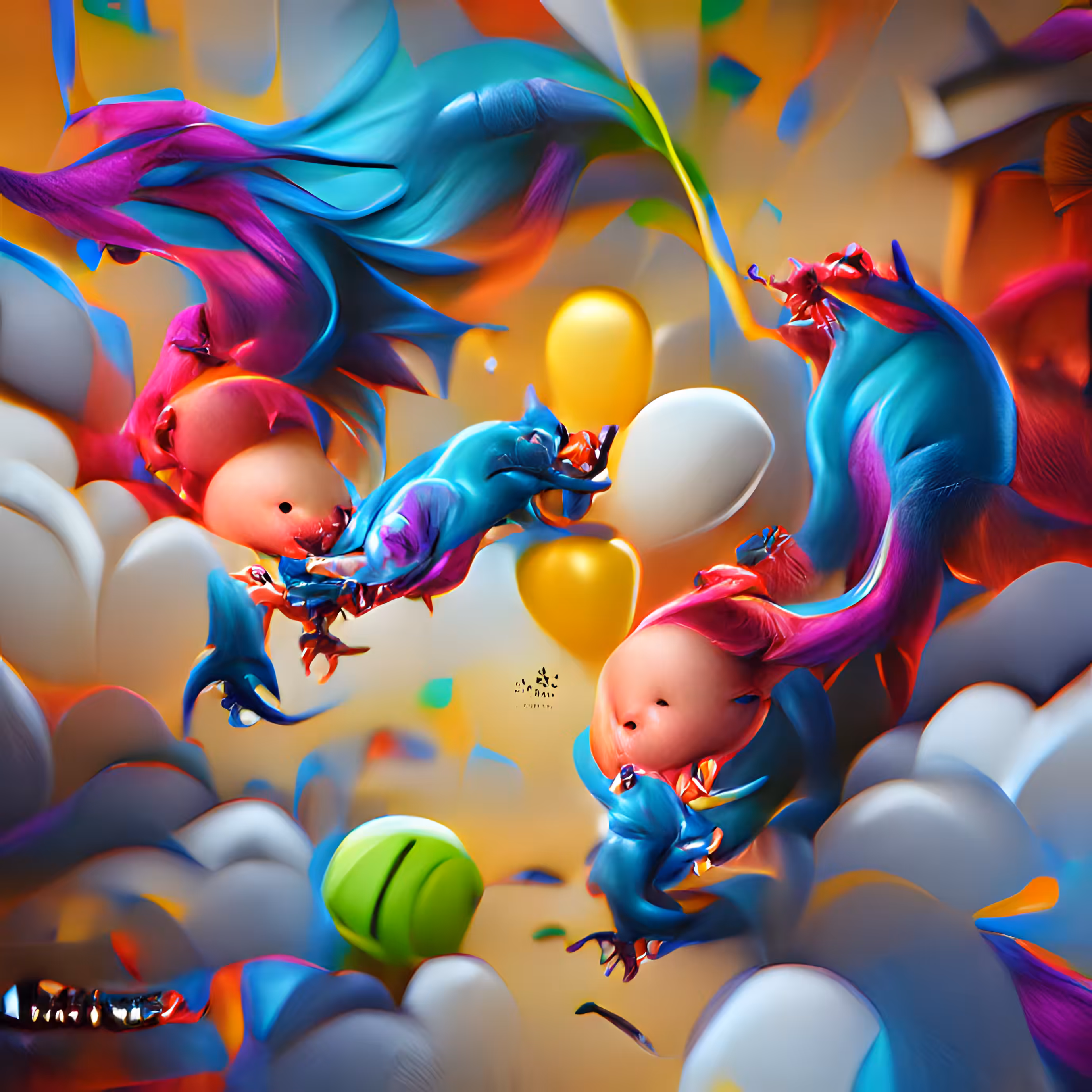The GANS Machine - Live with GANSY: Baby Dragons Playing with Balloons