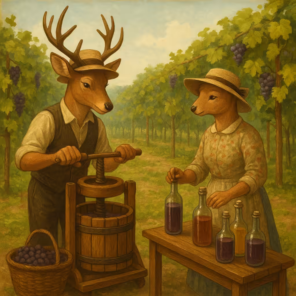 Hyrcanian Forest Roe Deer Family Vineyard Summer