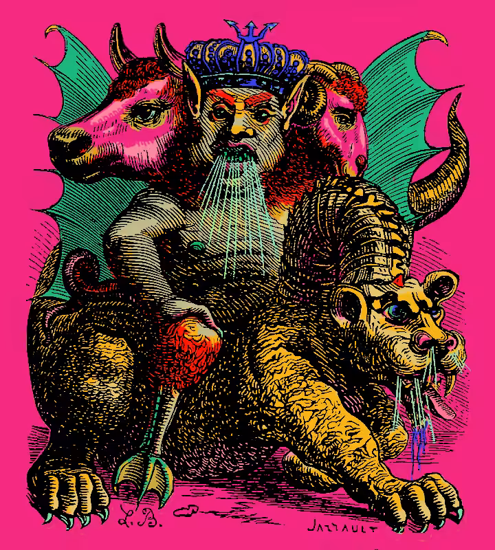 Inferno in colours: Asmodeus the demon, from Collin de Plancy's Dictionnaire Infernal