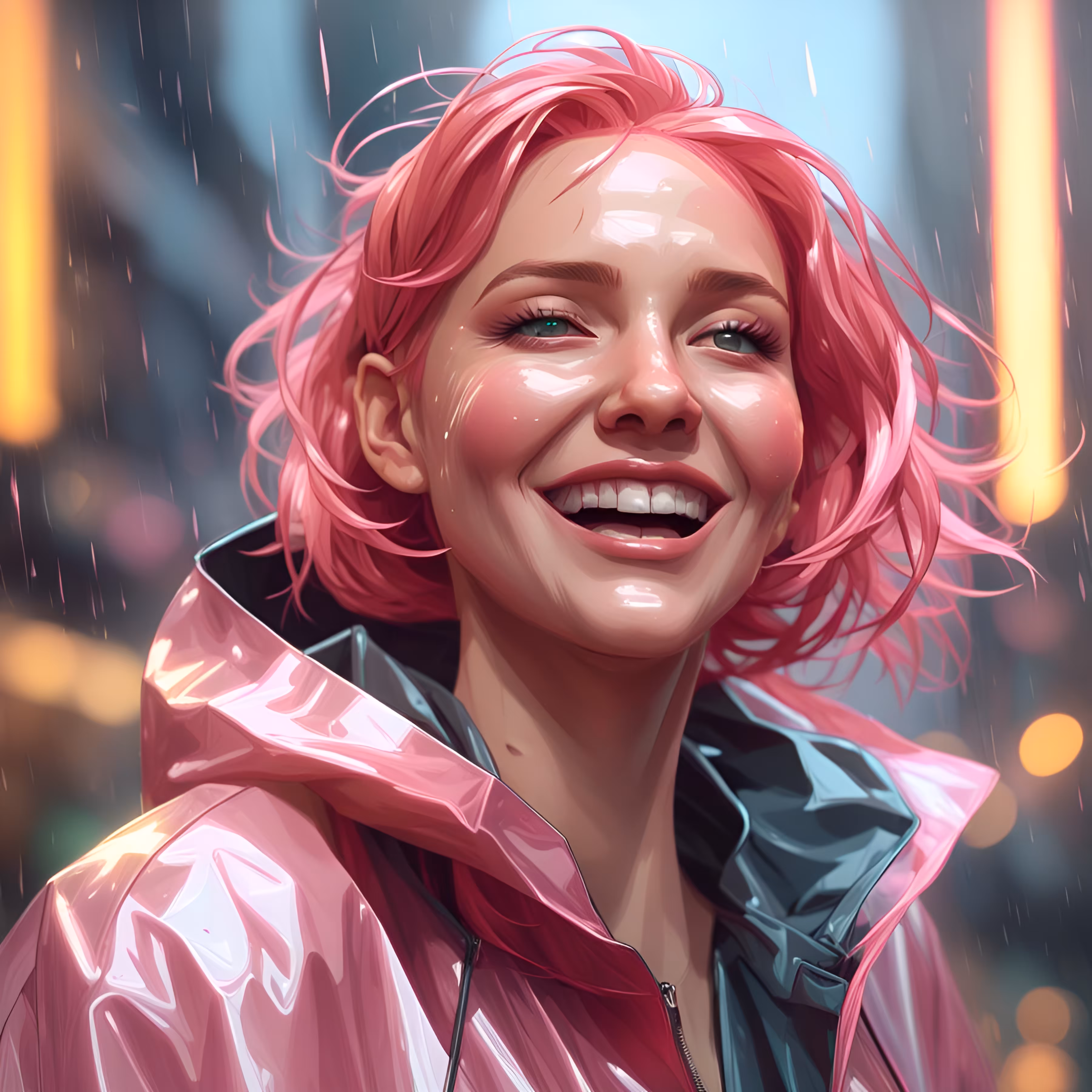Pink Raincoat Laughter