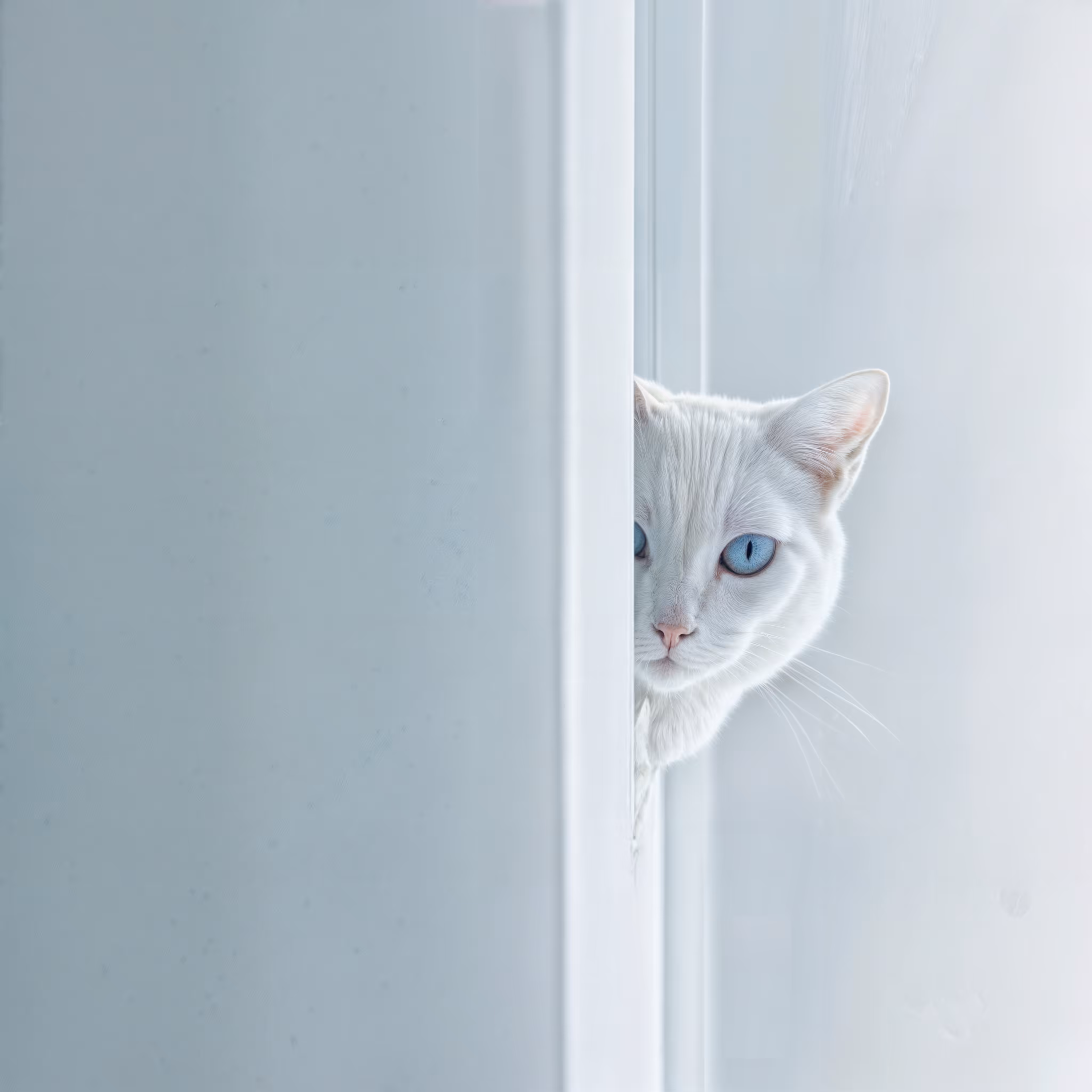 White cat with blue eyes