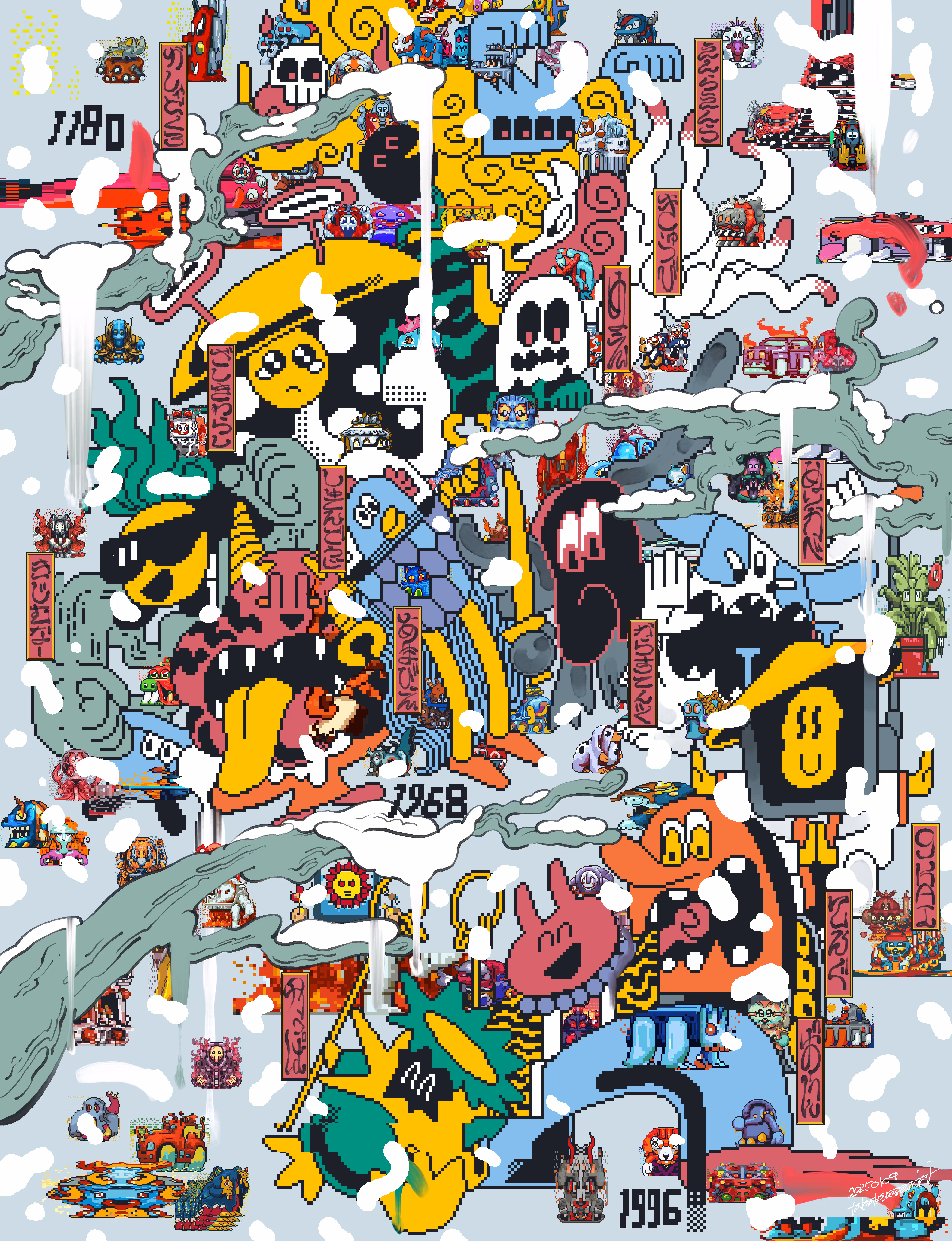 雪中百鬼夜行図1180-1996