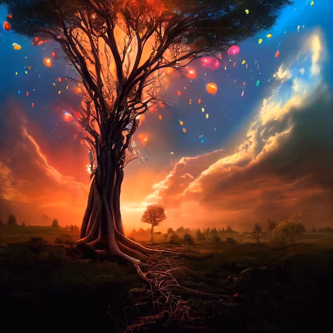 Happy tree 05 - shiny sunset