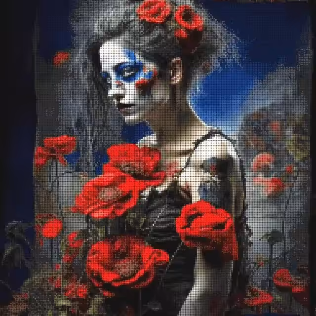 Girl in red poppies