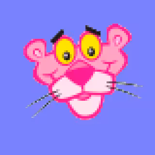 The Pink Panther in the pixelated style