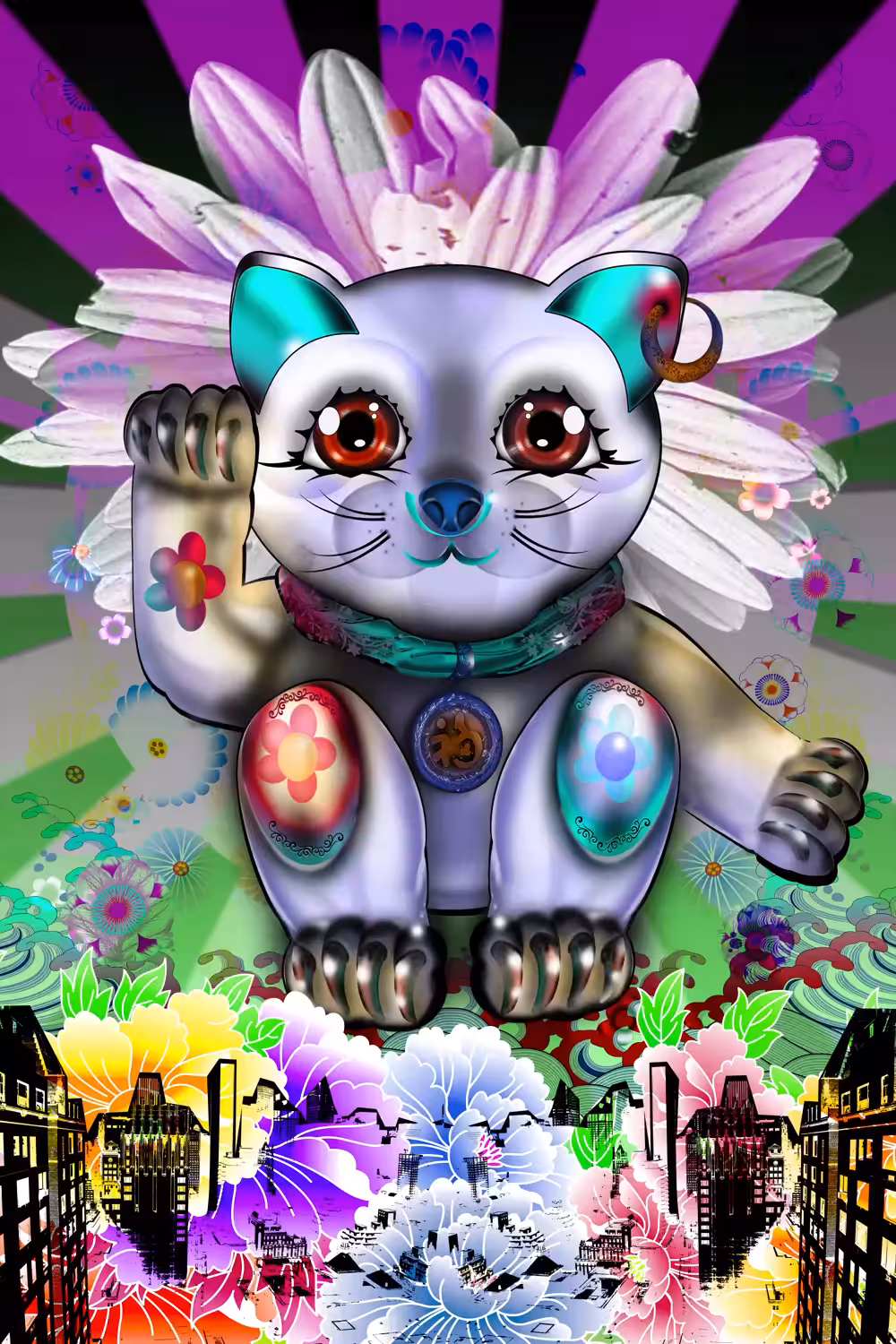 Life in Color Daisy Series Lucky Cat by Miguel Paredes