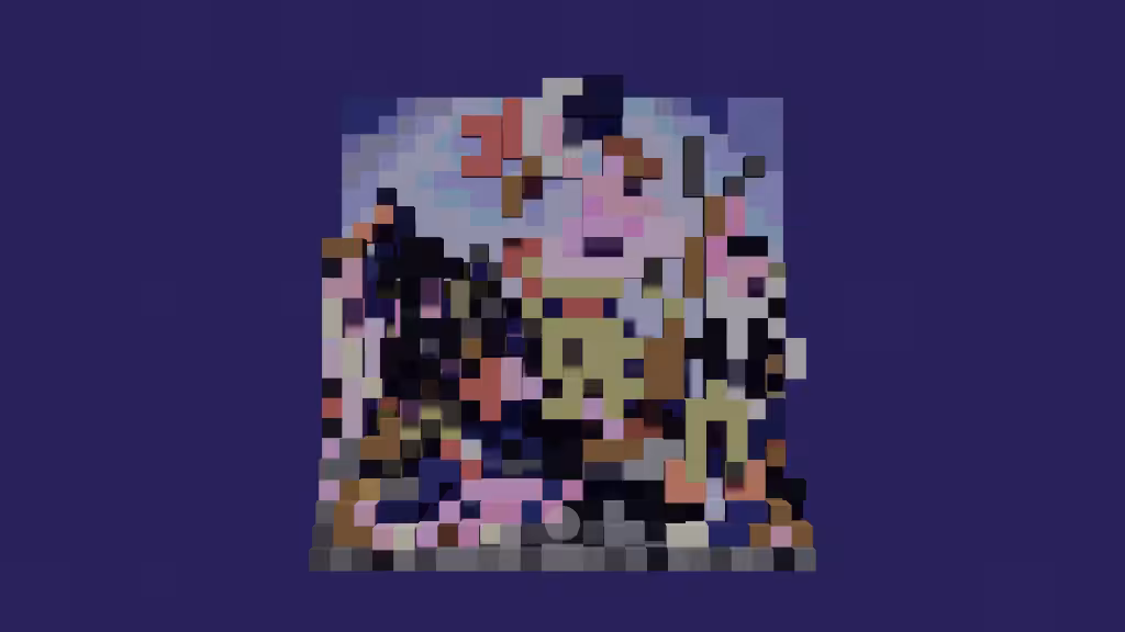 VOXELFINE #3: "Liberty Leading the People" by Eugène Delacroix 3D voxelart model (.glb)