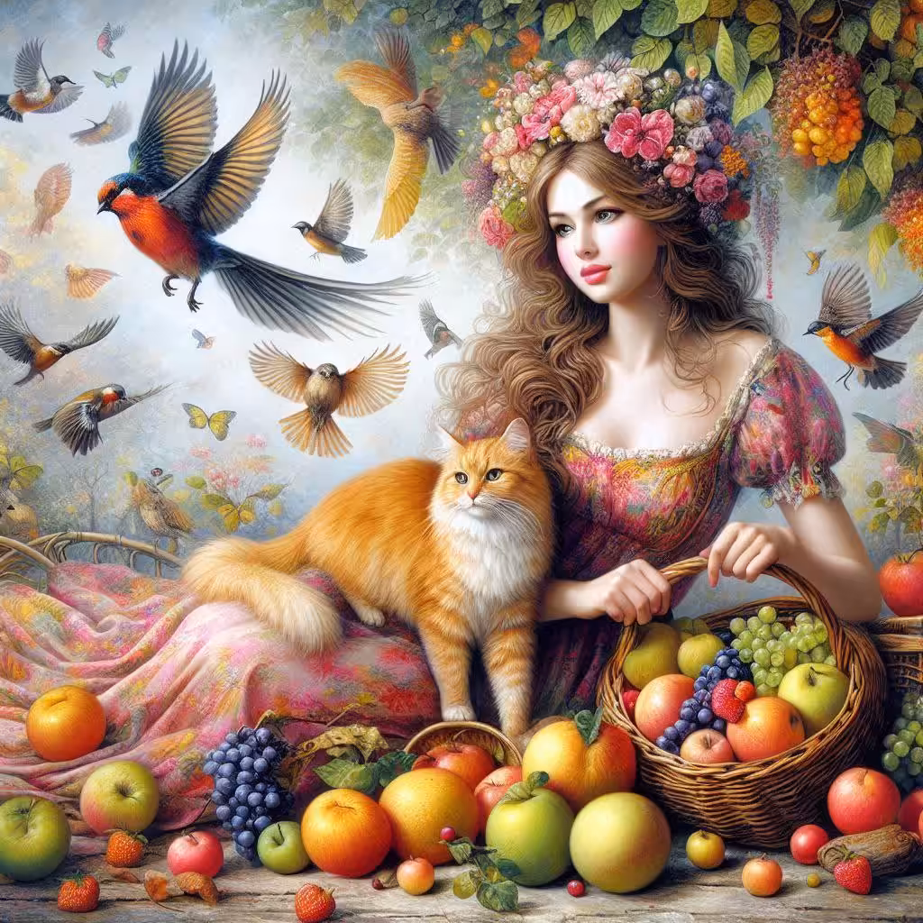 ''The Timeless Beauty of Women and Fruits"