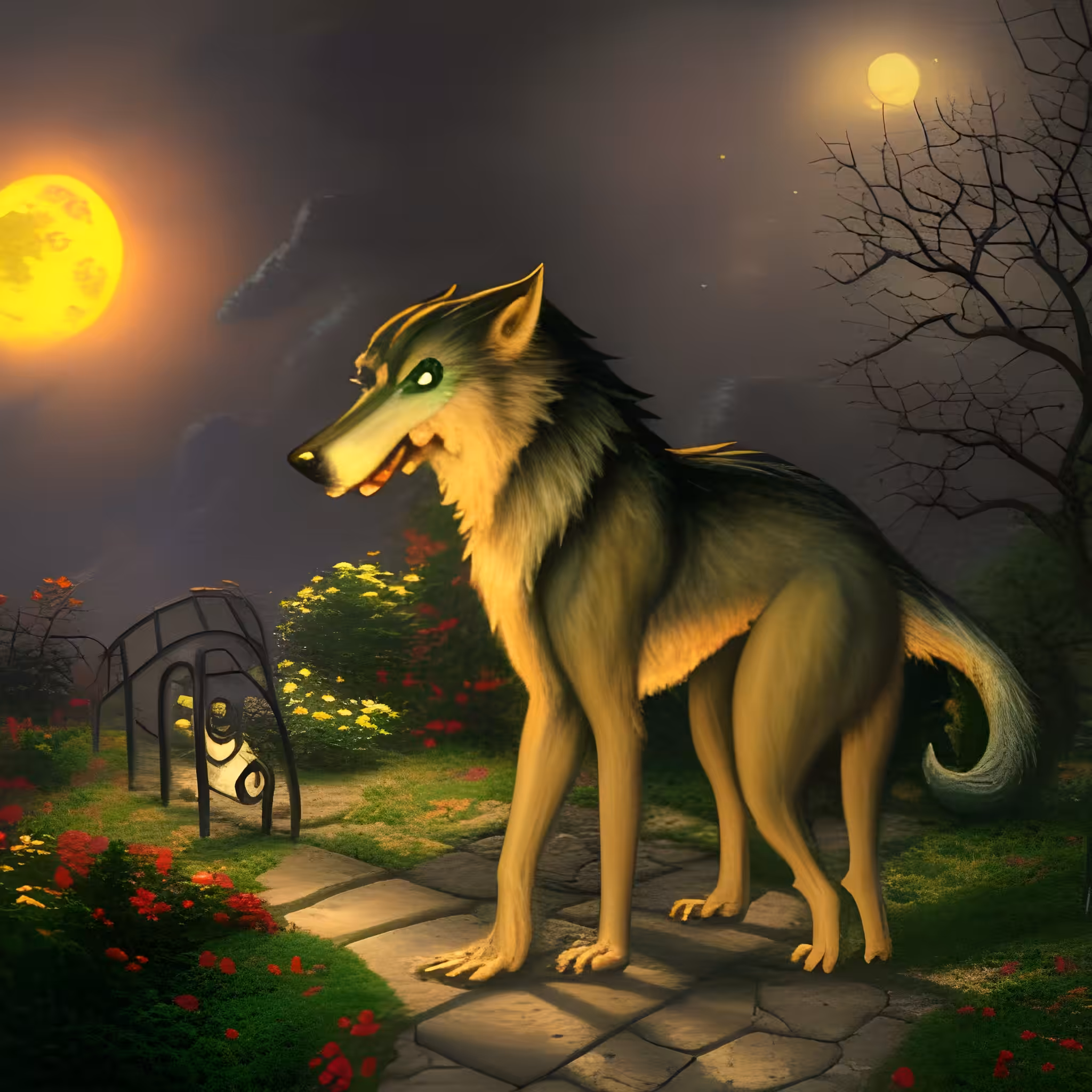 Werewolf under moon light