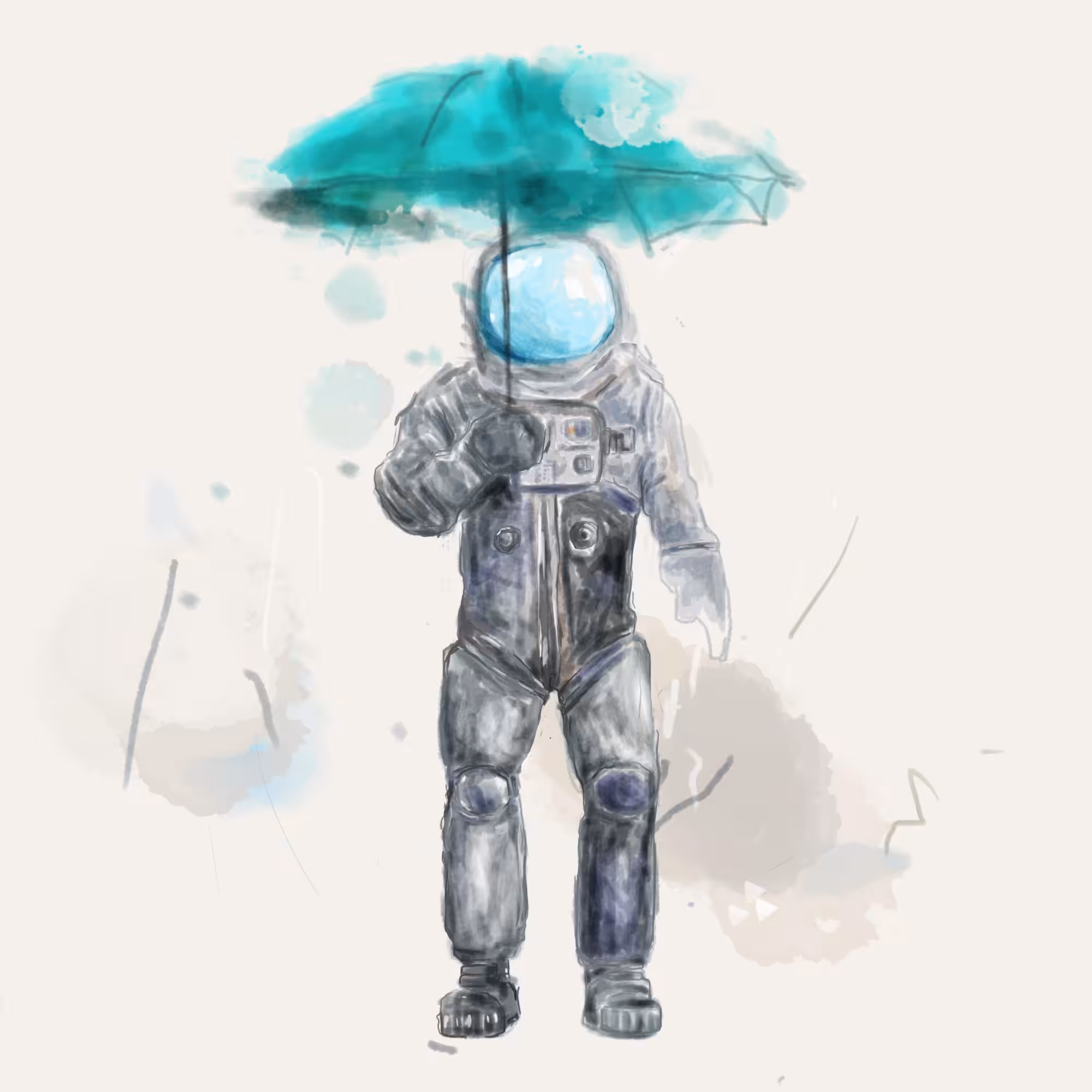 astronaut with umbrella II