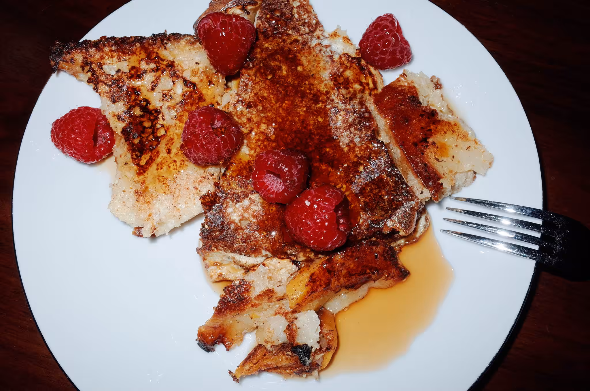 French Toast with Rasberry and Maple syrup.