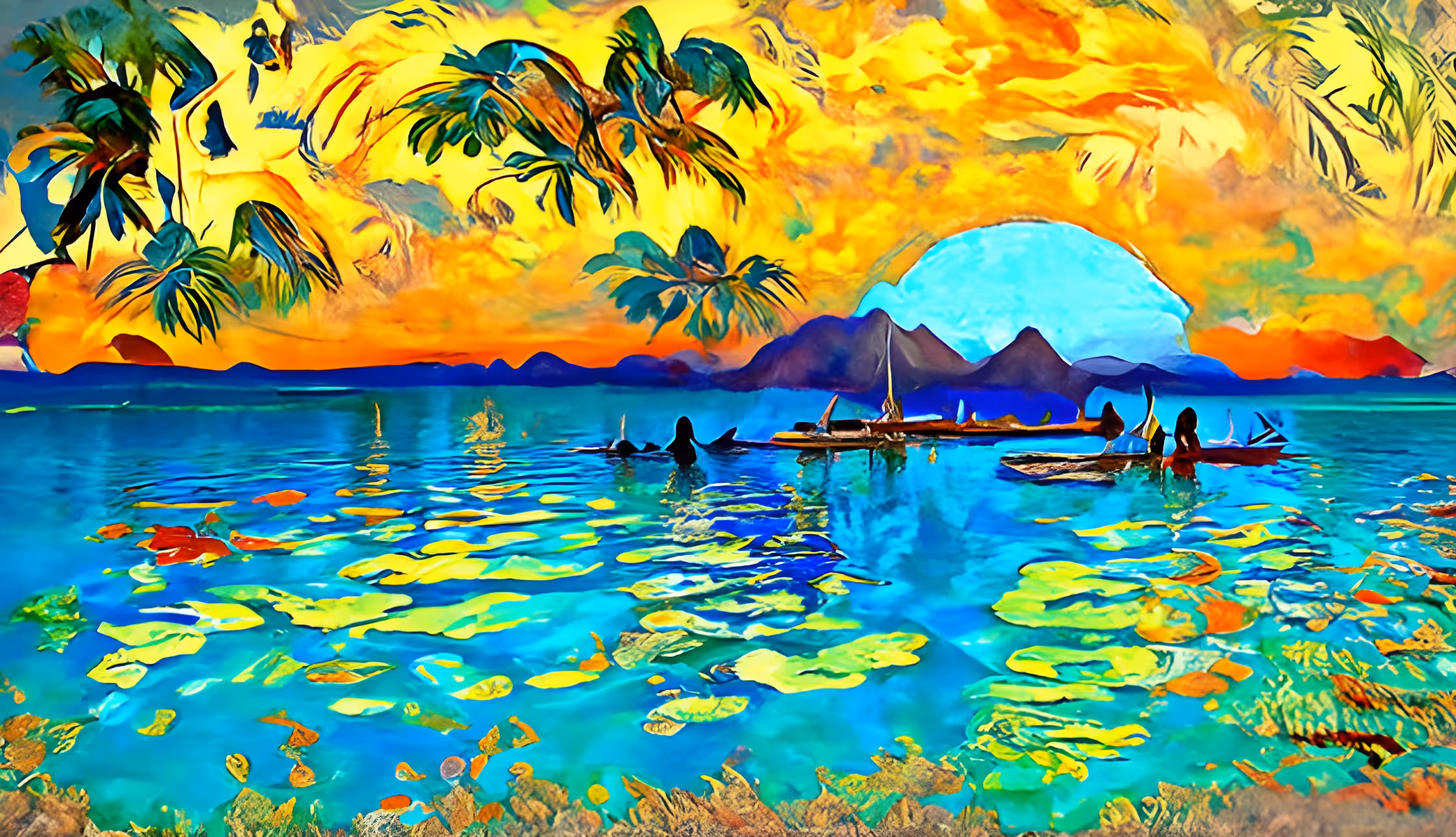 Heaven on fire over French Polynesia