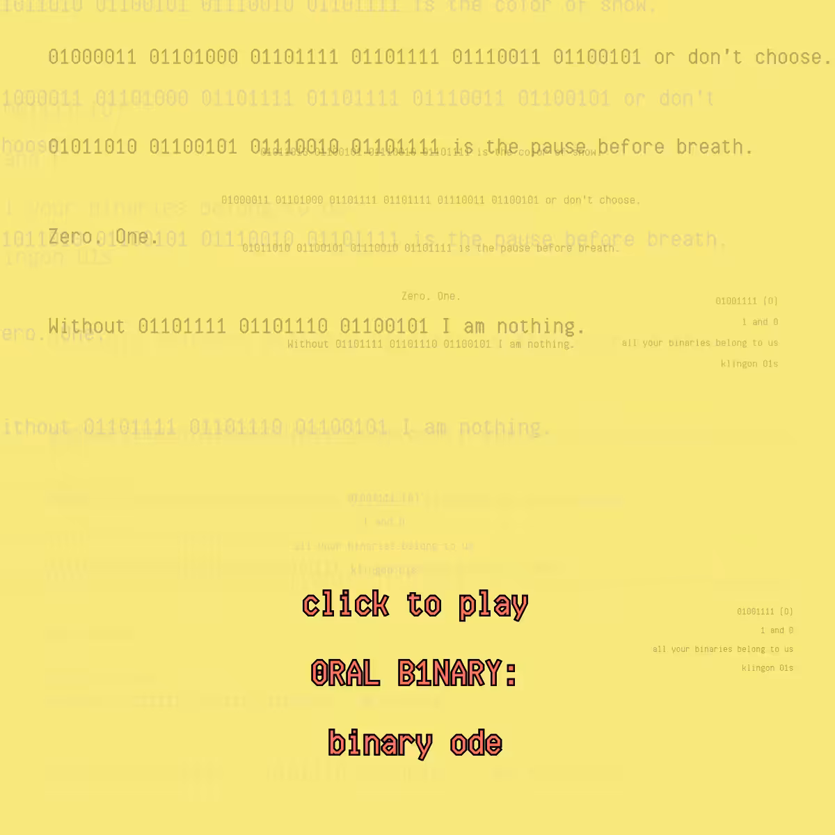 0RAL B1NARY: “BINARY ODE” #99