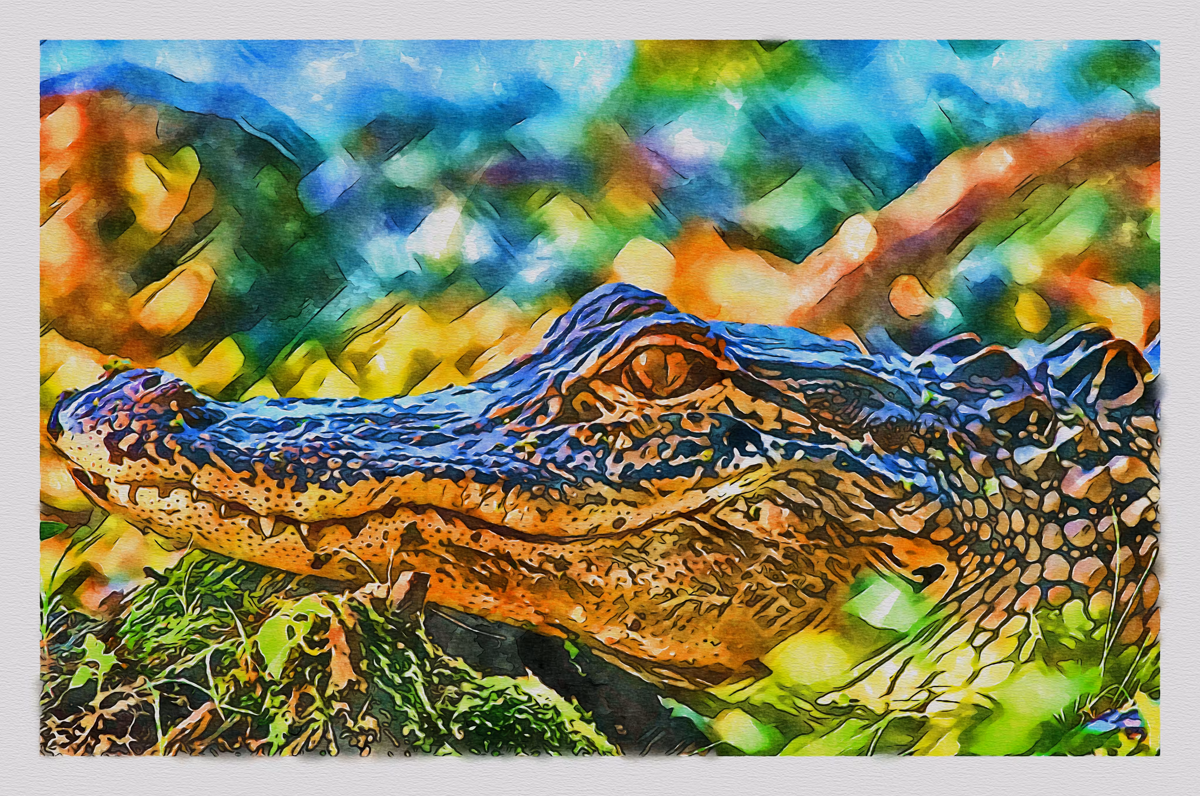 Watercolor - Gator 5