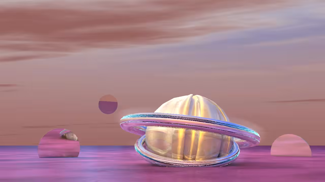 Saturn on the pink sea surface. 🪐