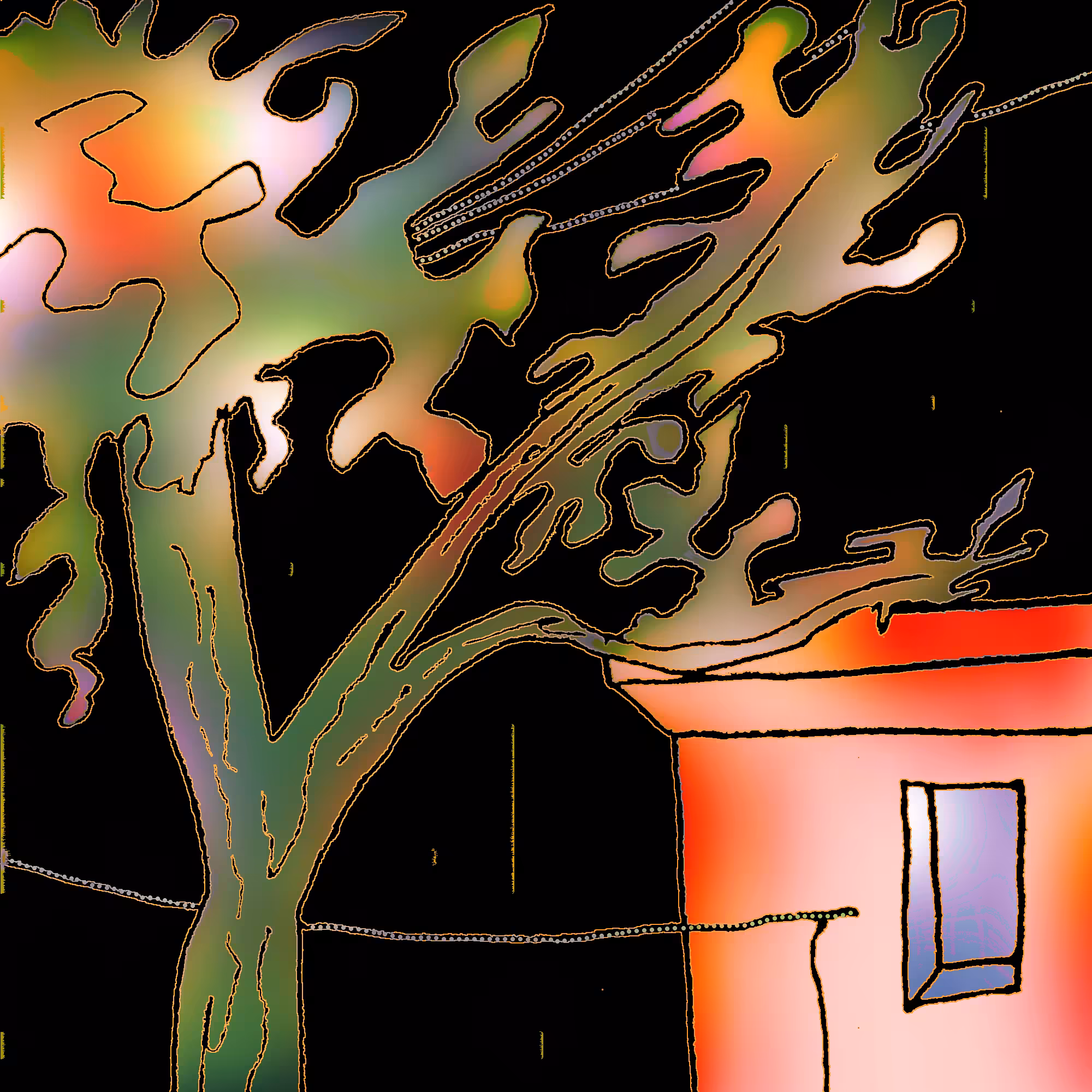 a random building corner and a tree