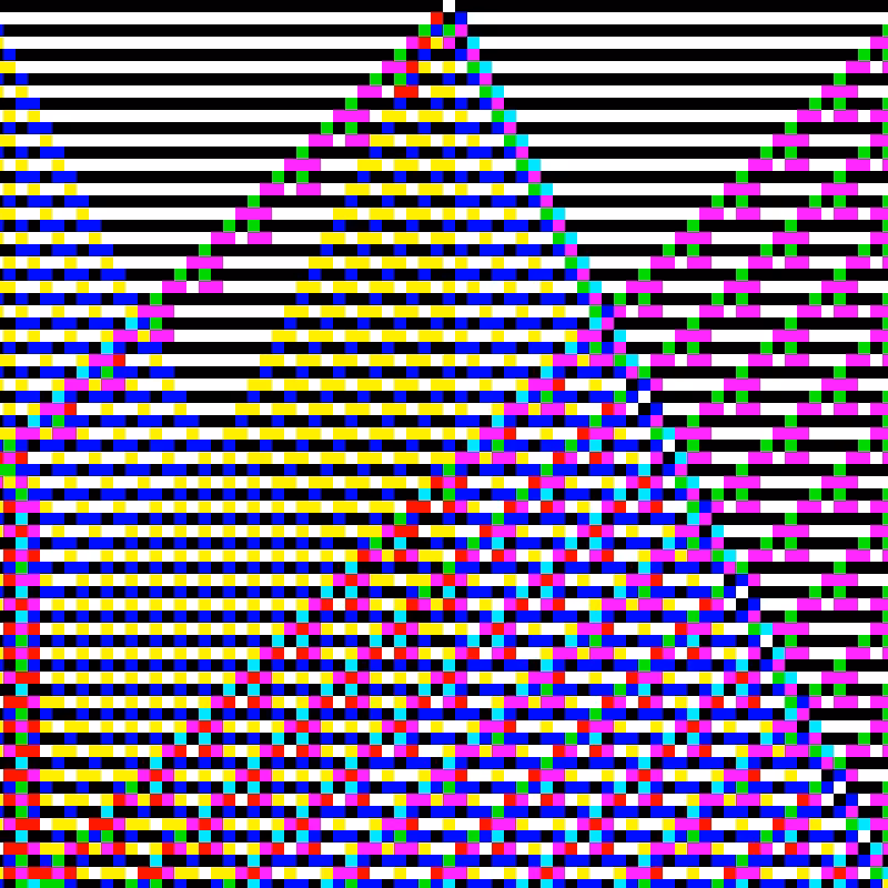RGB Elementary Cellular Automaton #166