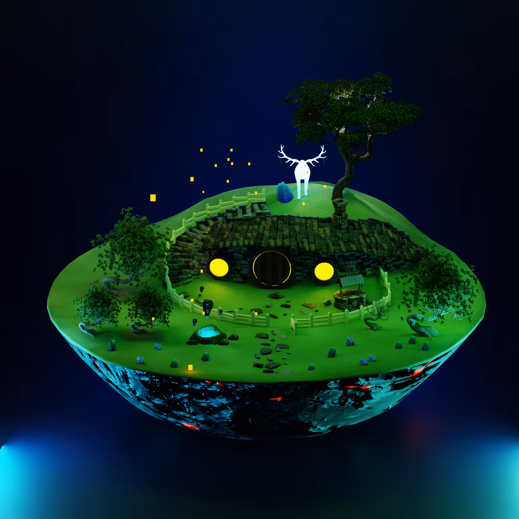 low poly Hobbiton