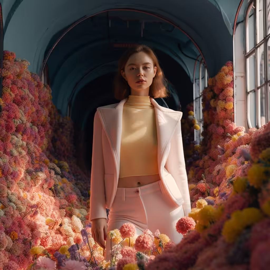 Colorful subway is filled with flowers