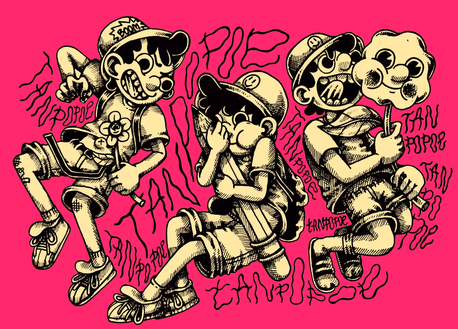 collection tanpopoe: boys happy with pencil and flower