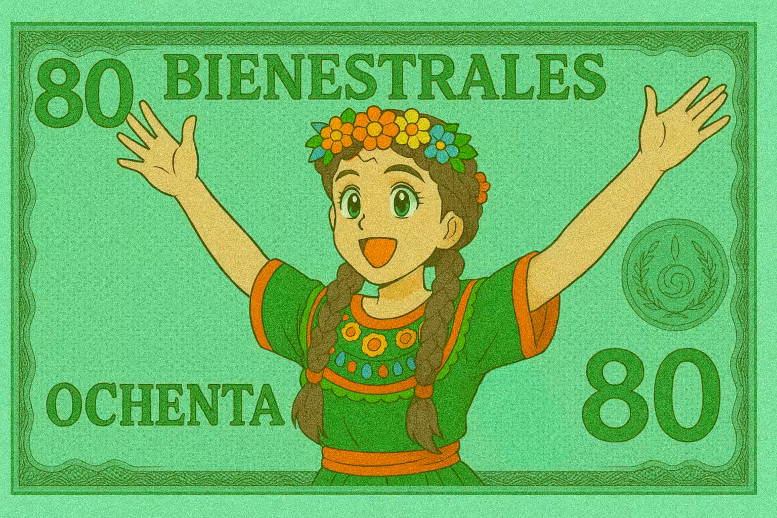 Bienestrales: Mexican Art Money: Bienestrales Mexican Art Money 80 Pesos