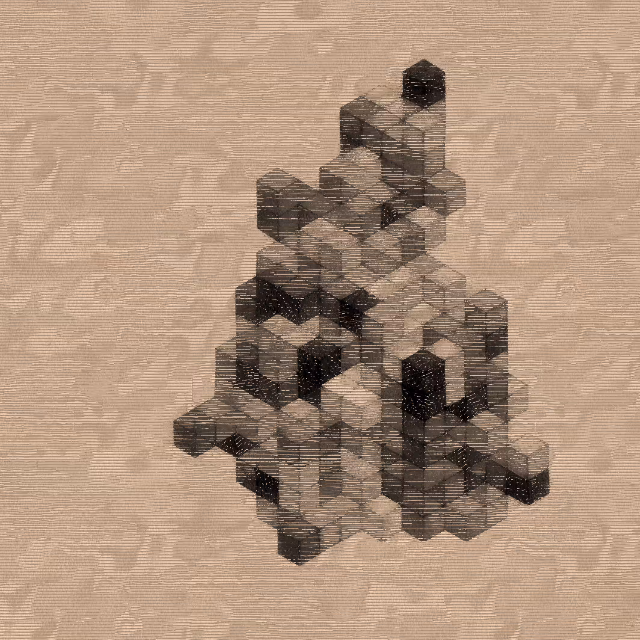 Etched Isometric Wooden Cubes #2