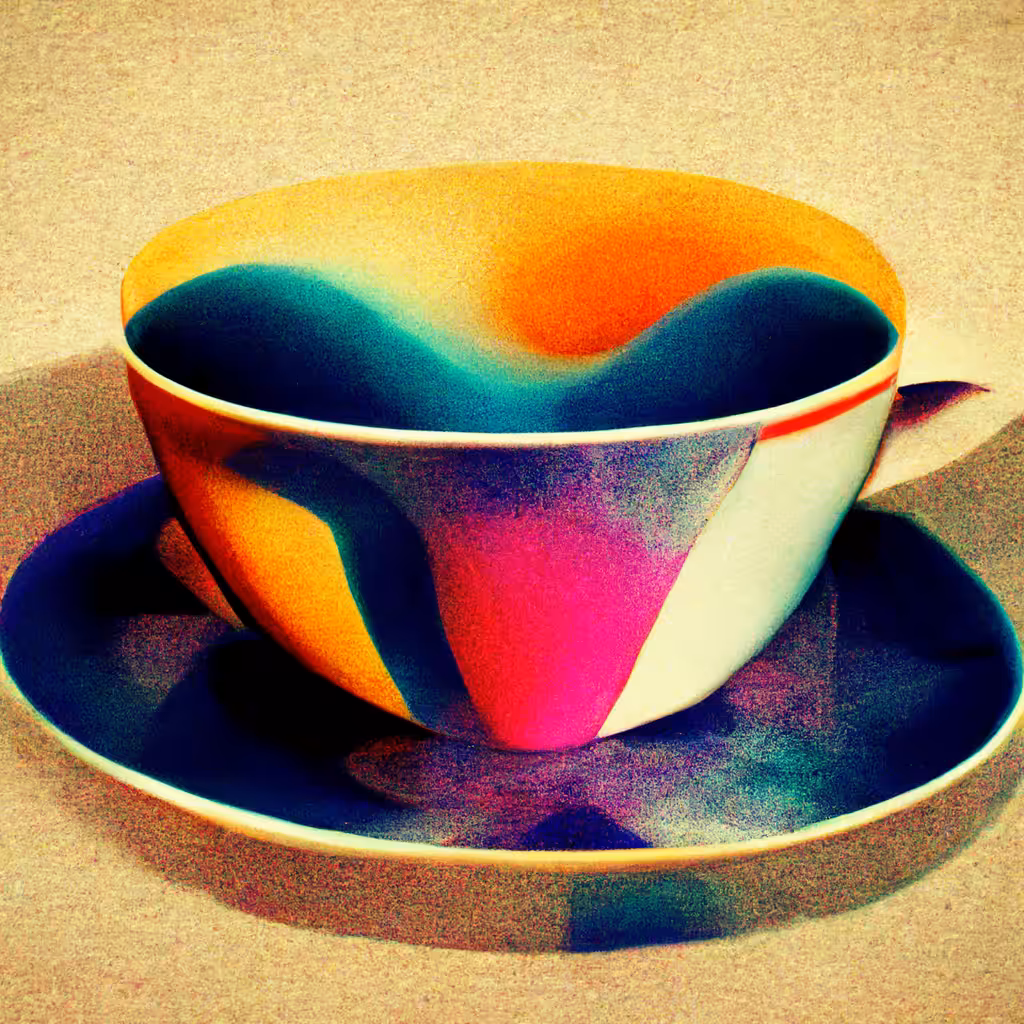 colorful glazed teacup 