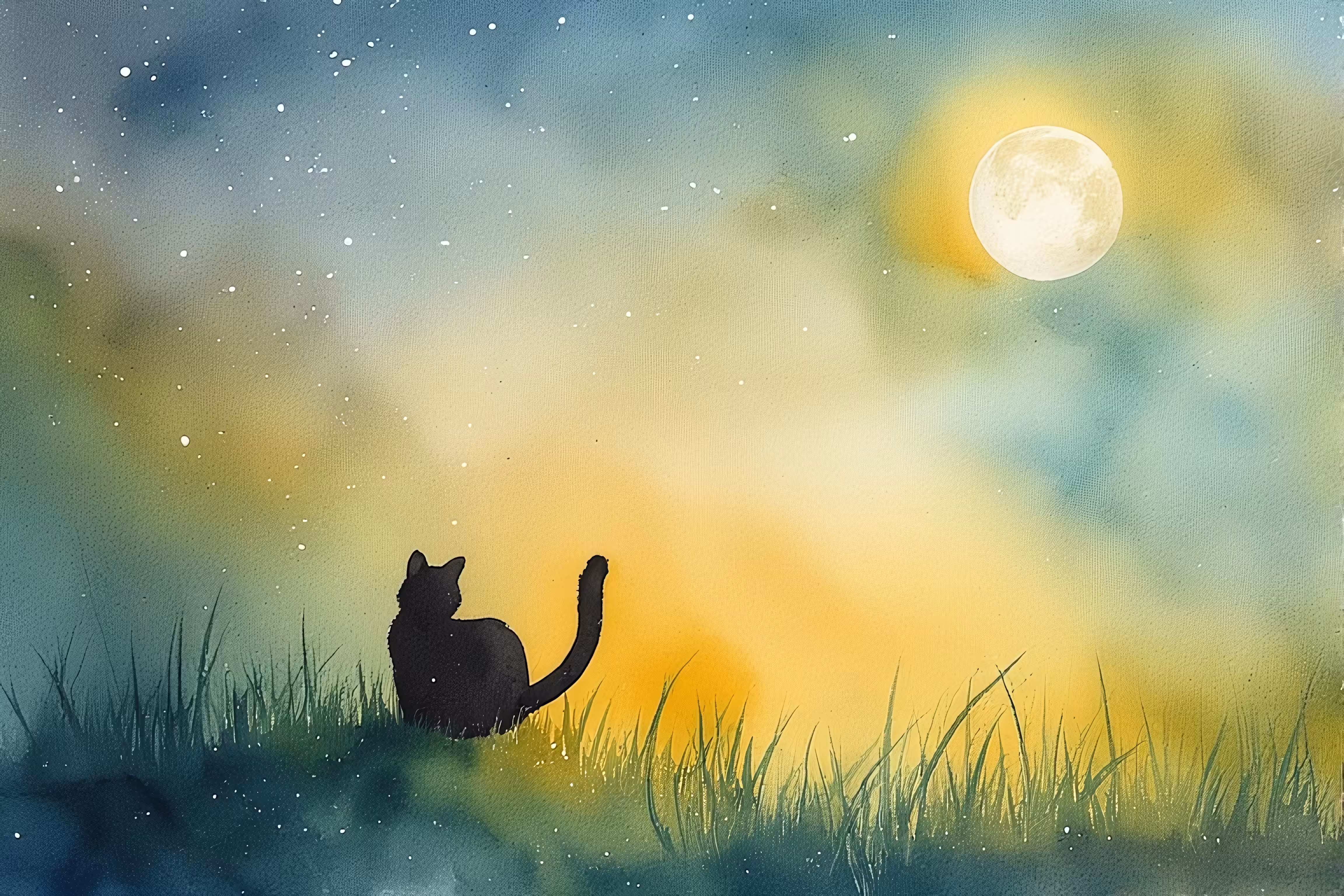 Moonlit Cat Silhouette 2