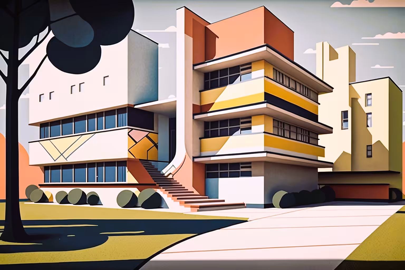 Midcentury Bauhaus Office Space