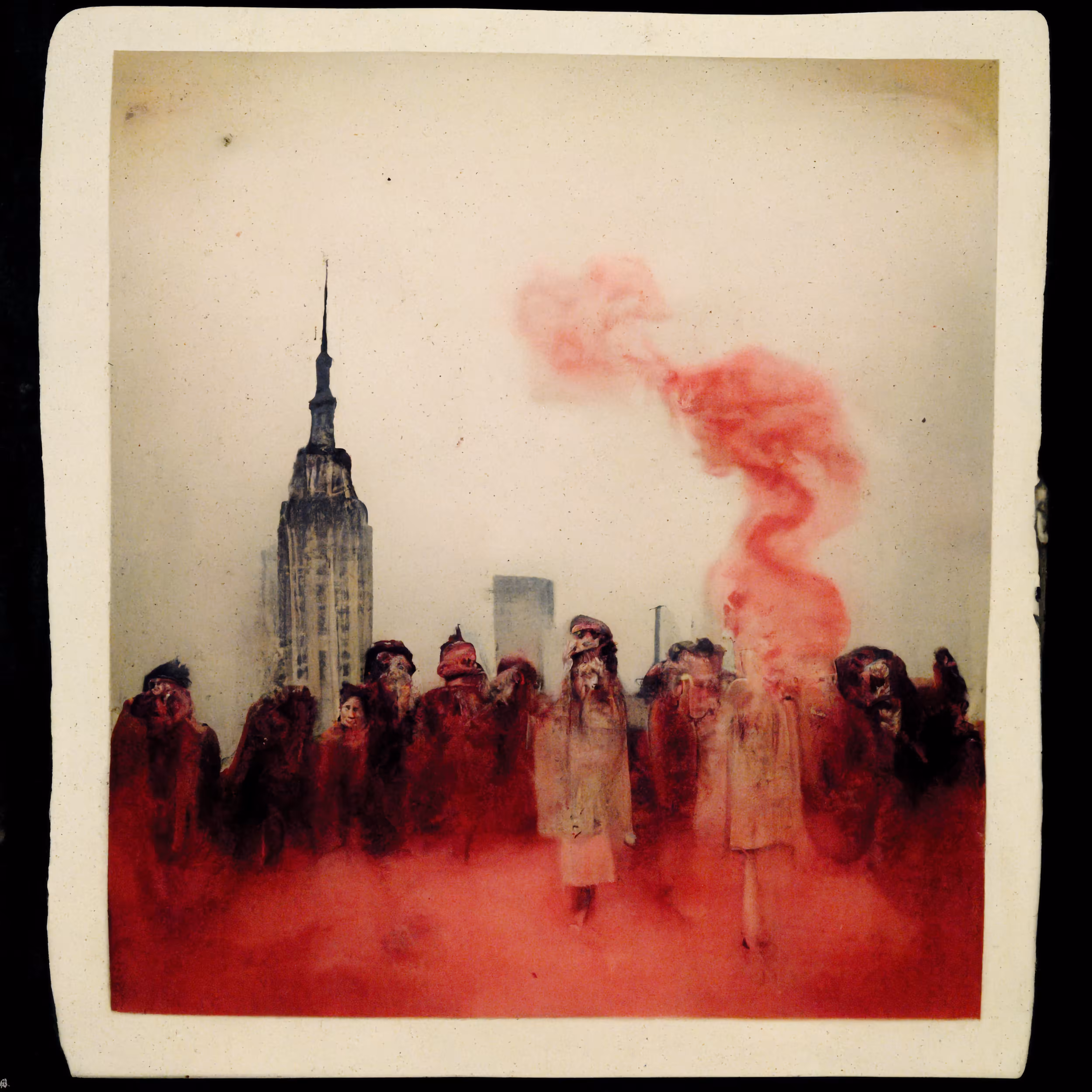 New York Polaroids #16: Group Photo with the Pop Up Burning at Stake Occasion