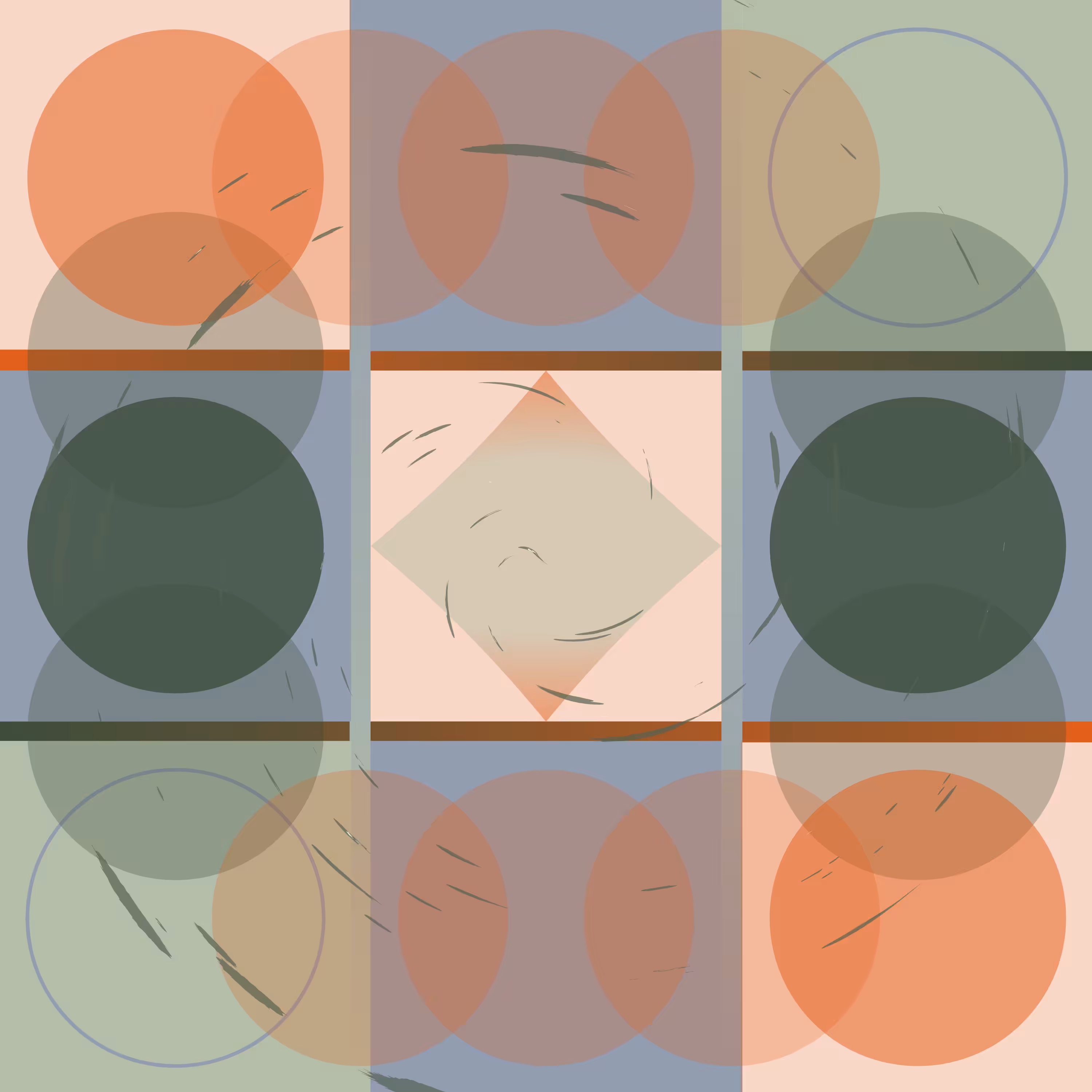 Green, orange, blue and wandering