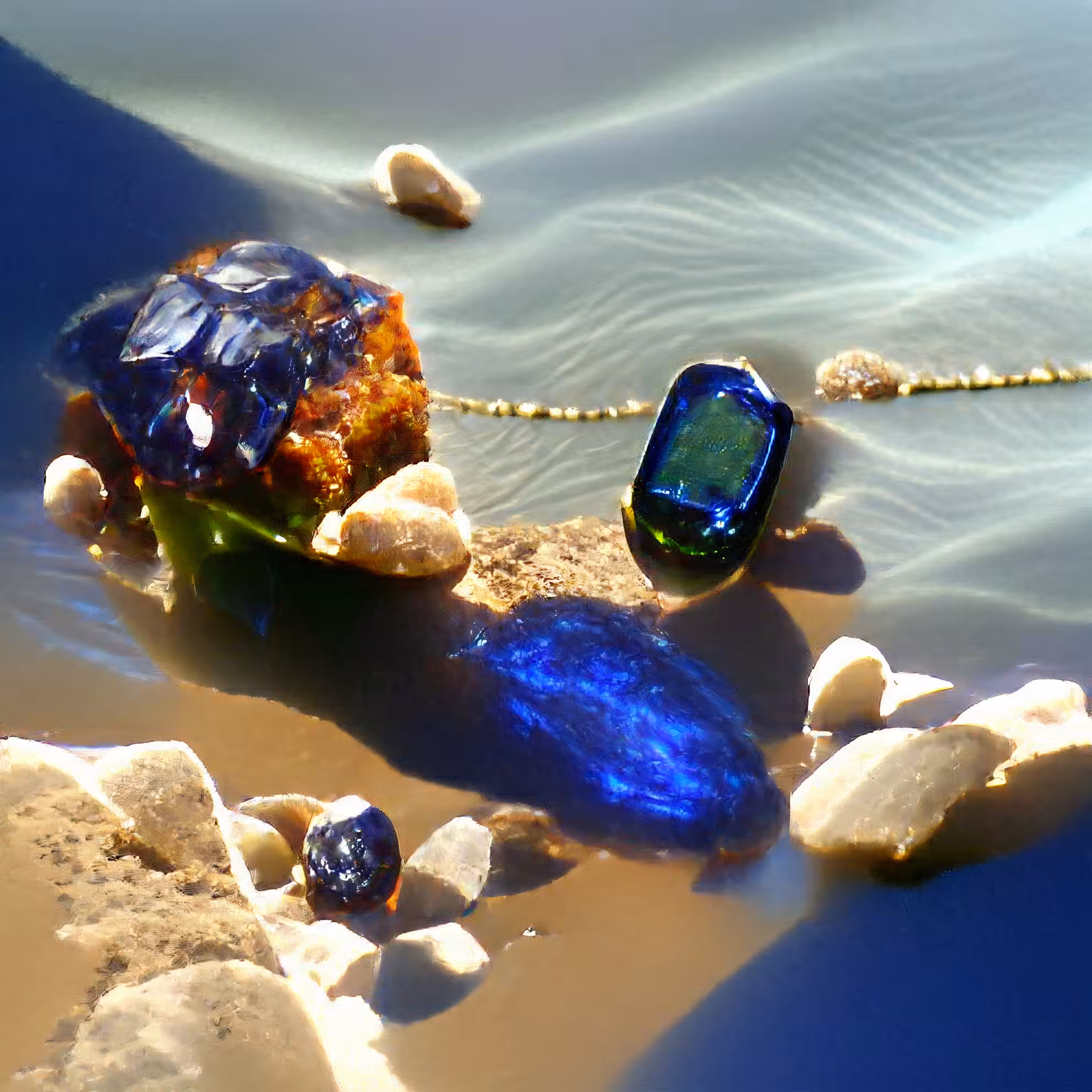 azurite gemstone in the sunlight