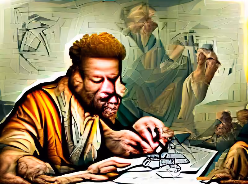 Abraham creating a masterpiece
