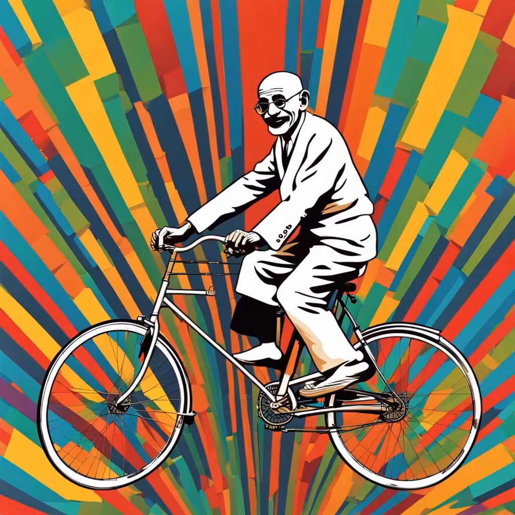 Ghandi on a bike
