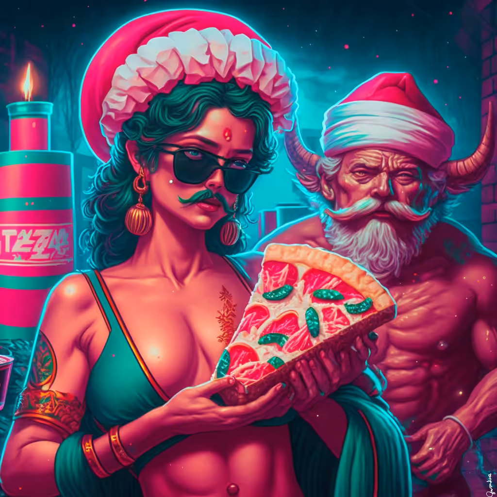 naughty santa xmas pizza party