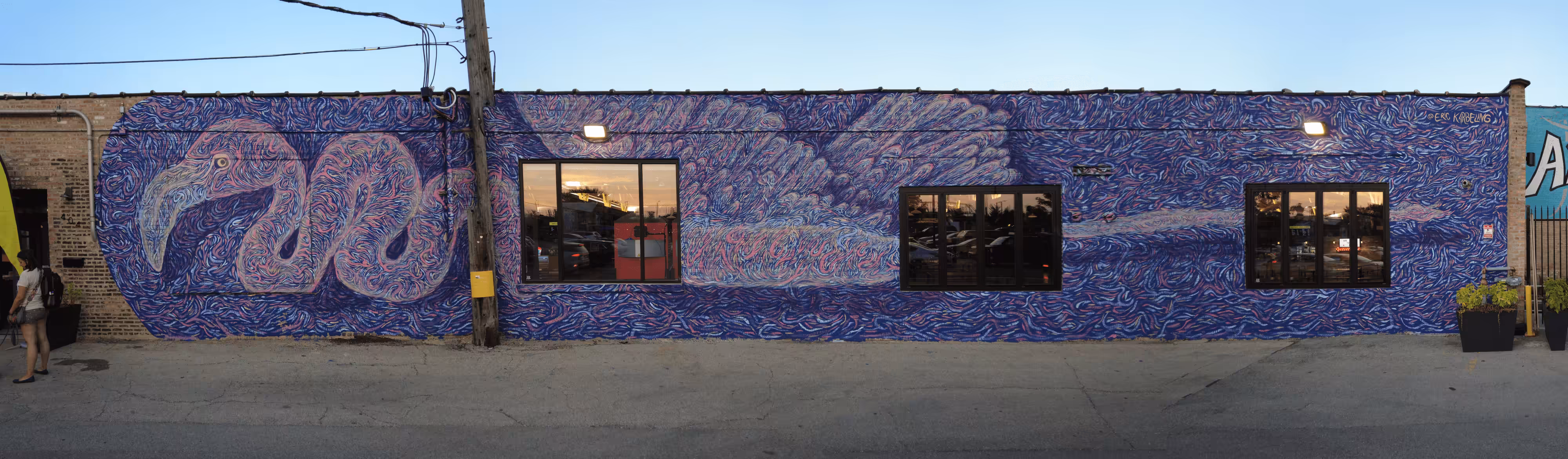 Chicago Finished Wall - Flying Flamingo!