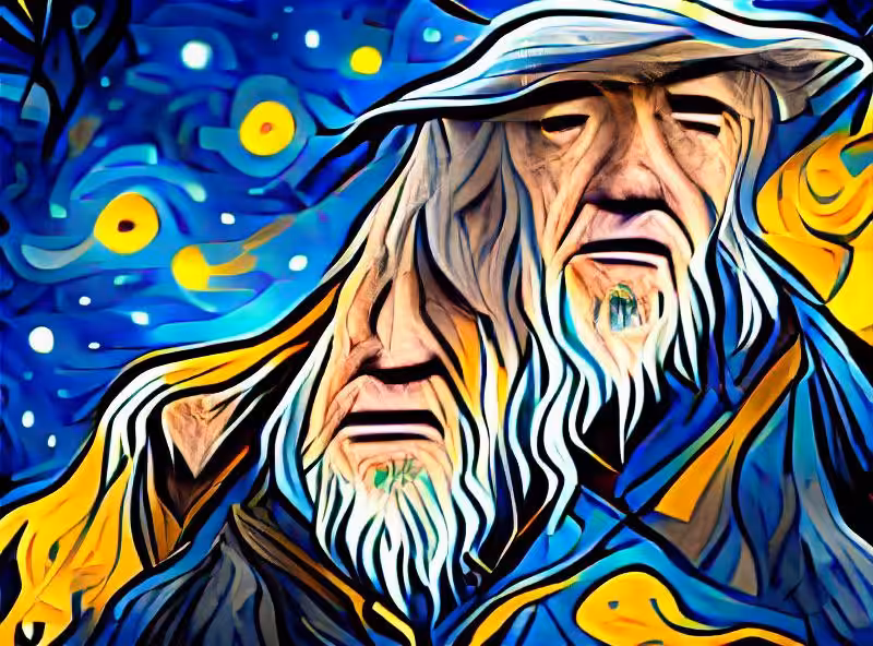 Abraham's First Works: Gandalf in the style of Starry Night