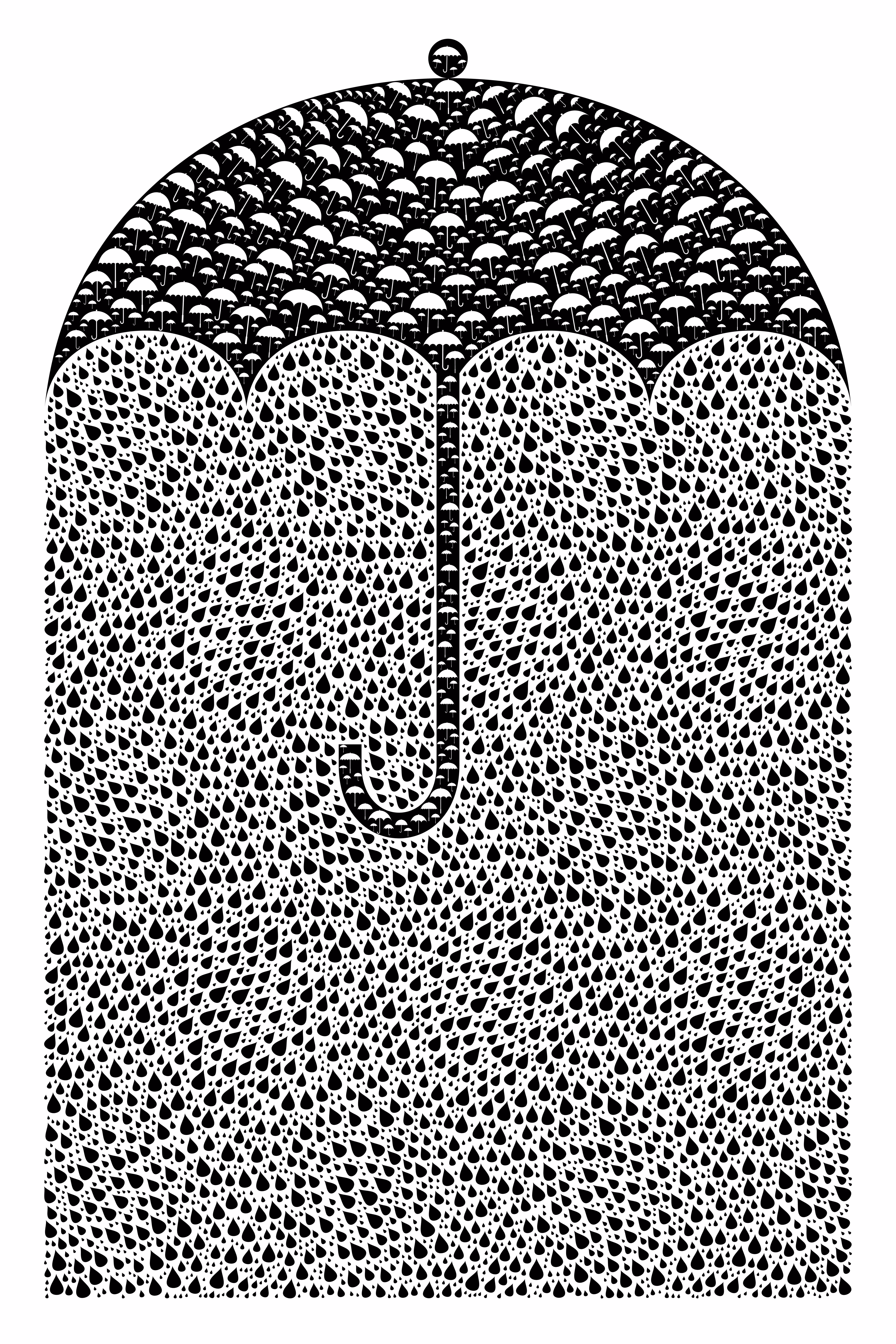 Density:  7300+ Umbrellas Above Raindrops