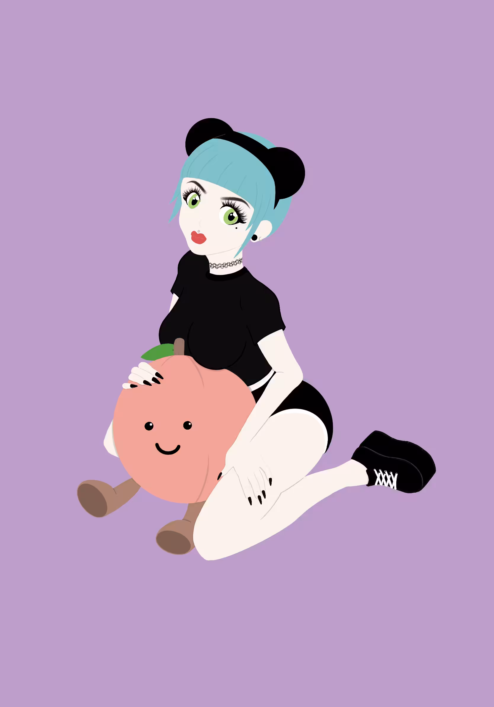 a girl and her peach
