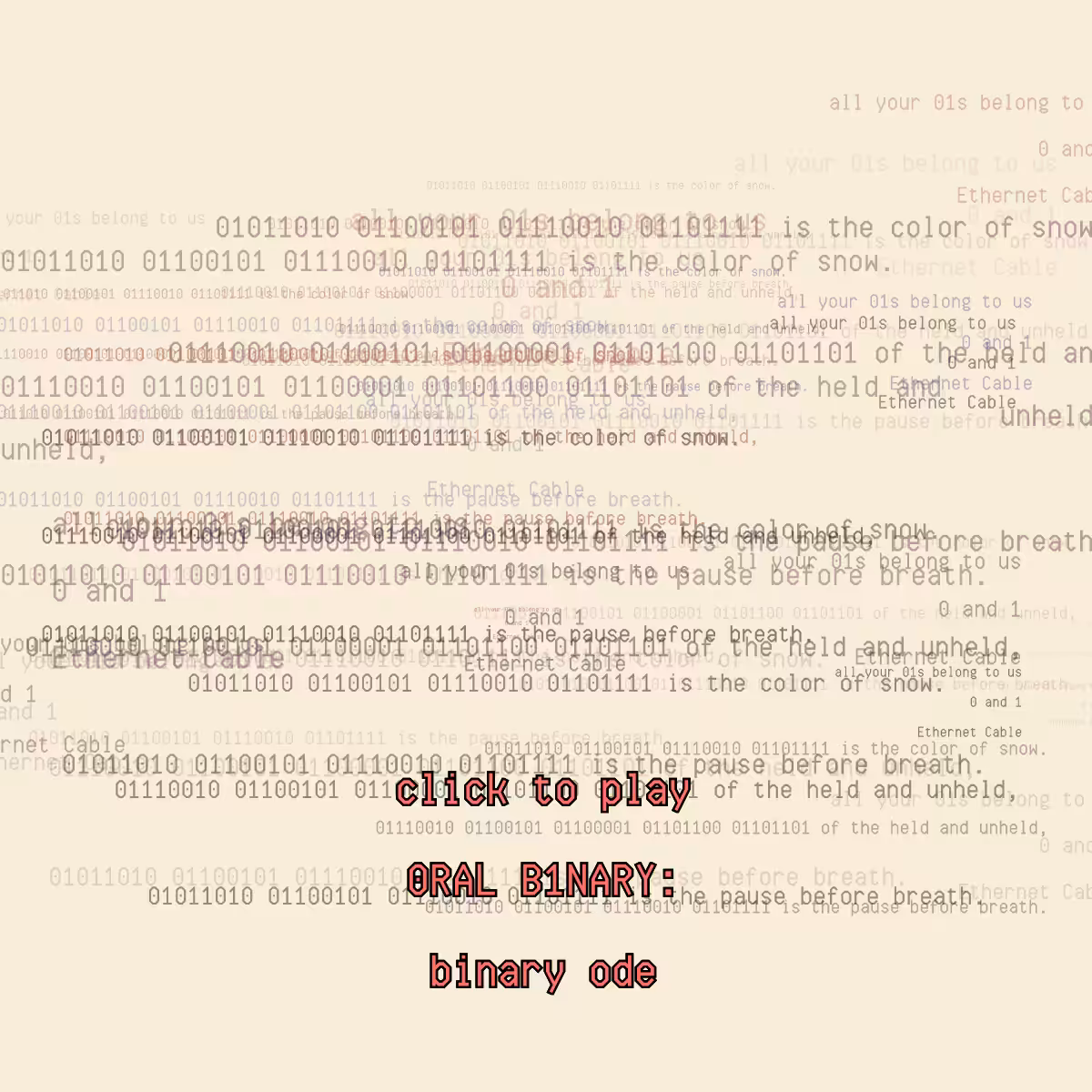 0RAL B1NARY: “BINARY ODE” #256