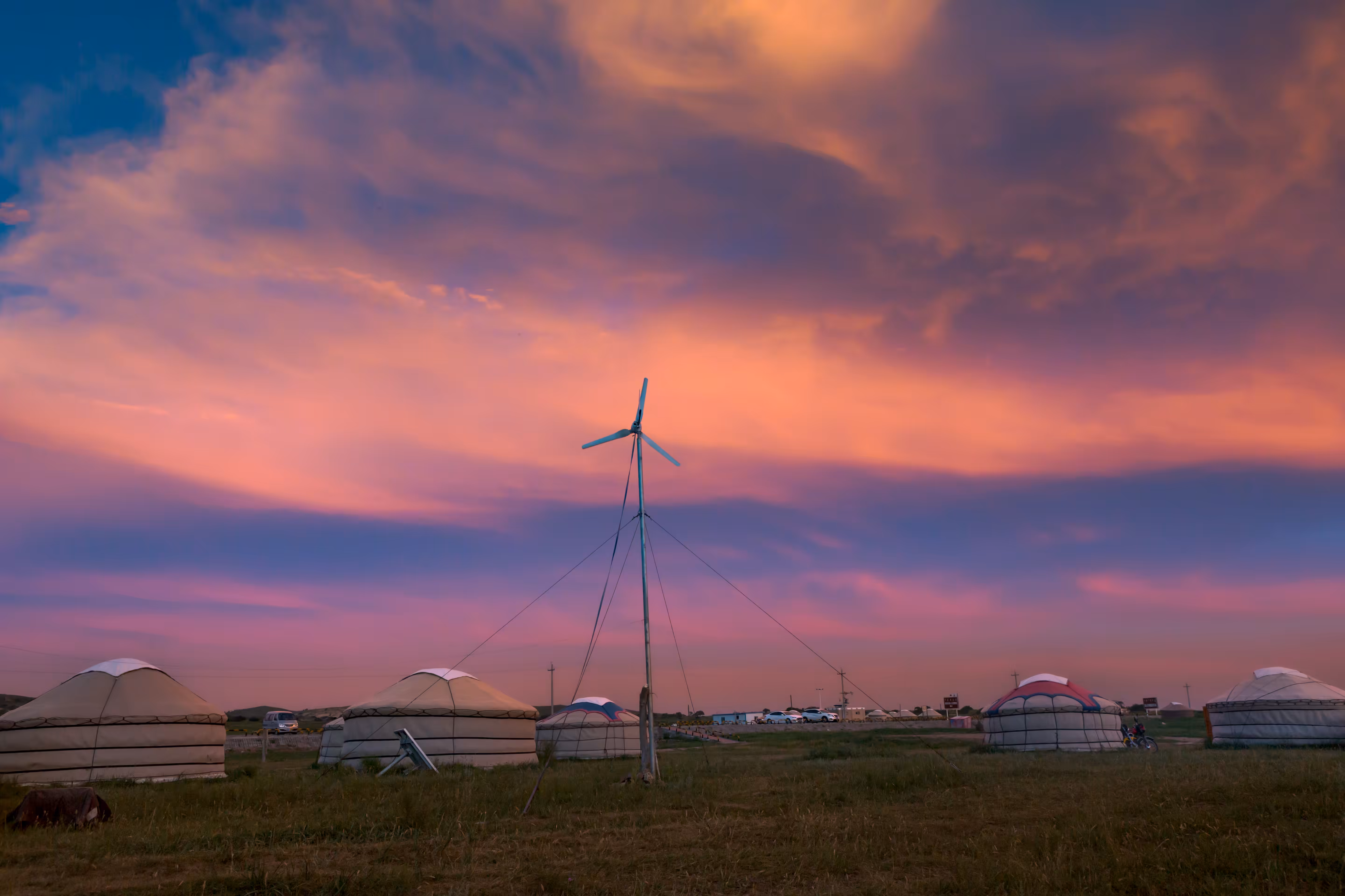 Yurts in Mongolian Steppe