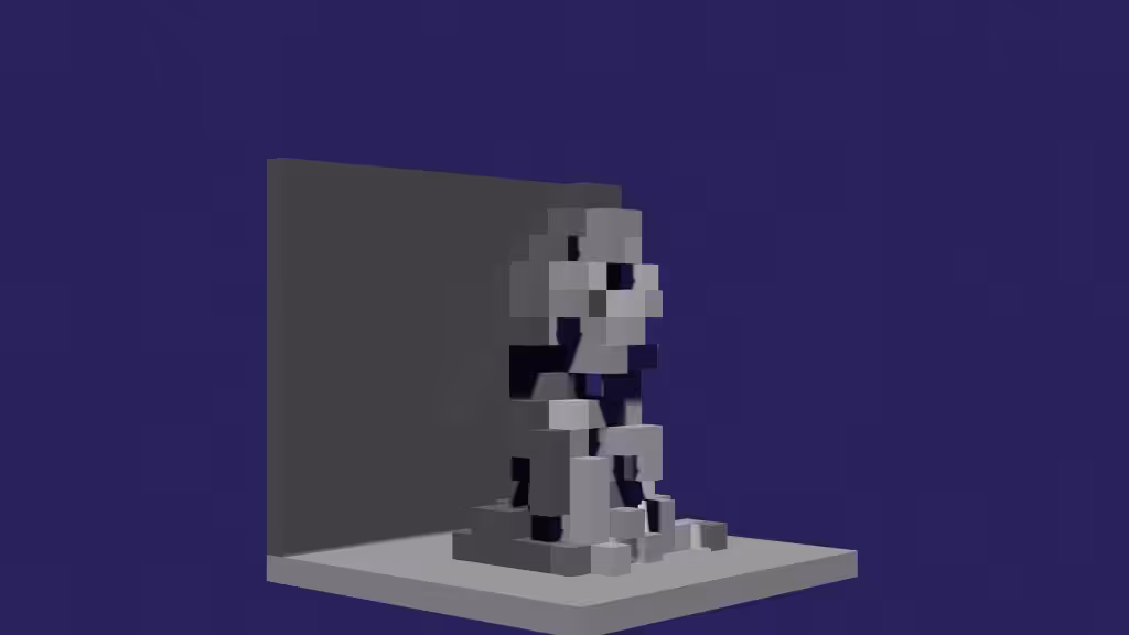 VOXELFINE #6: "The Thinker" by Auguste Rodin 3D voxelart model (.glb)