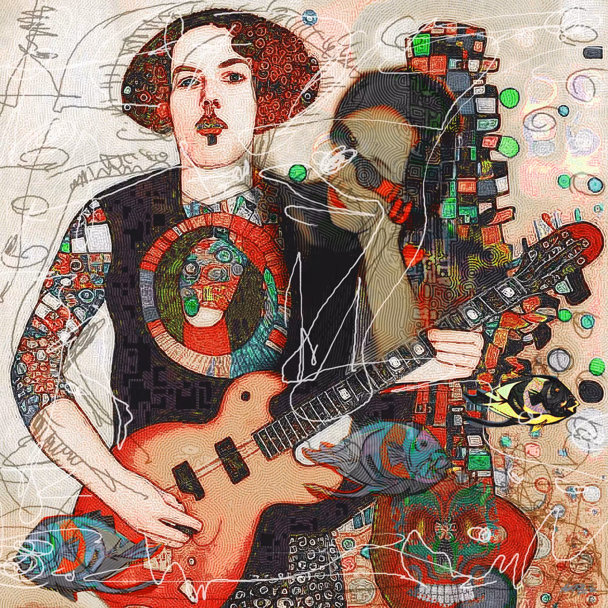 The Guitarist Man and the audience Nft Card #grey