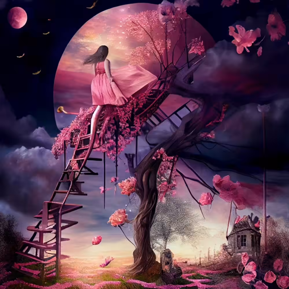Happy tree 32 - pink pearls