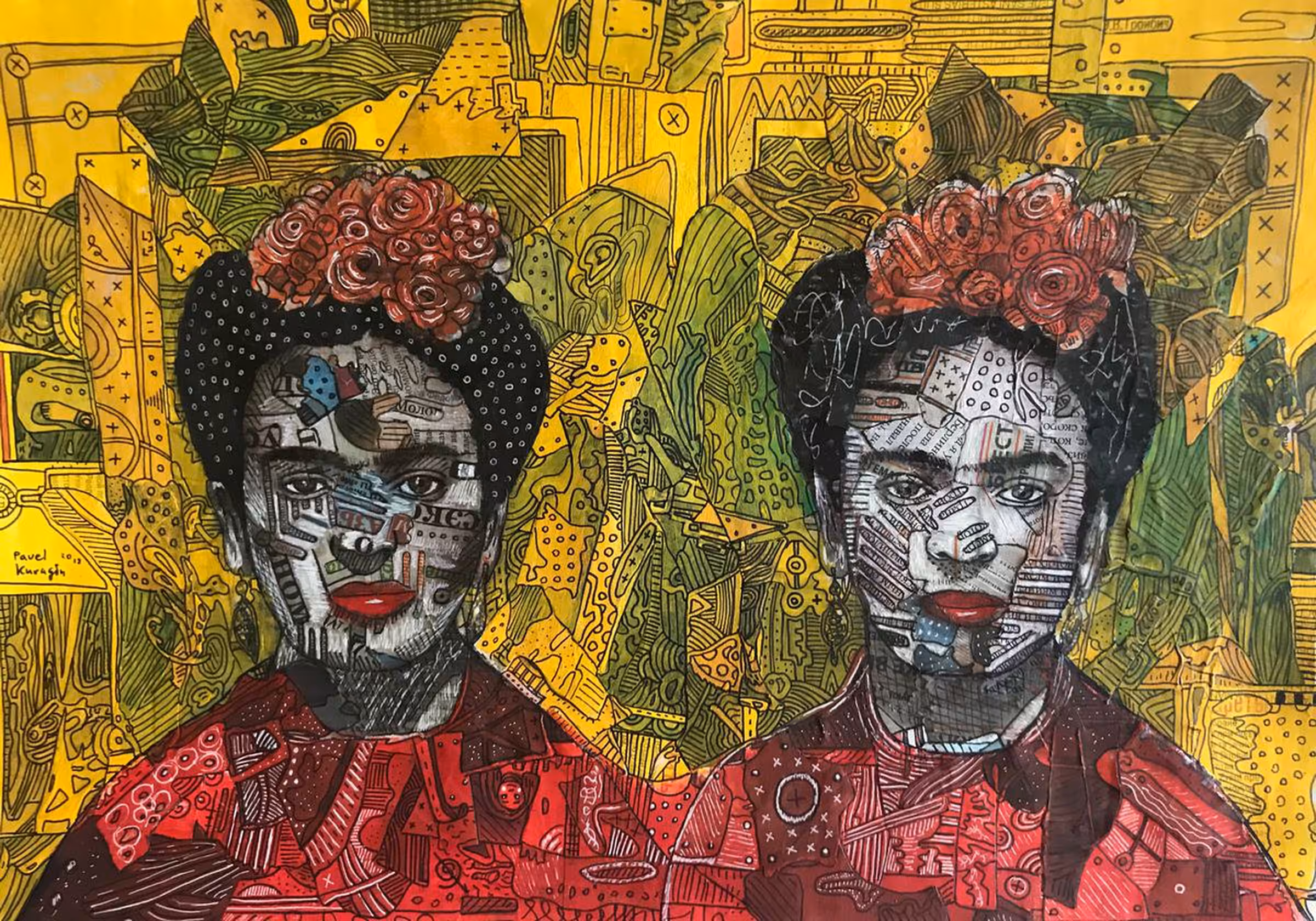 Frida And her reflection in the mirror 
