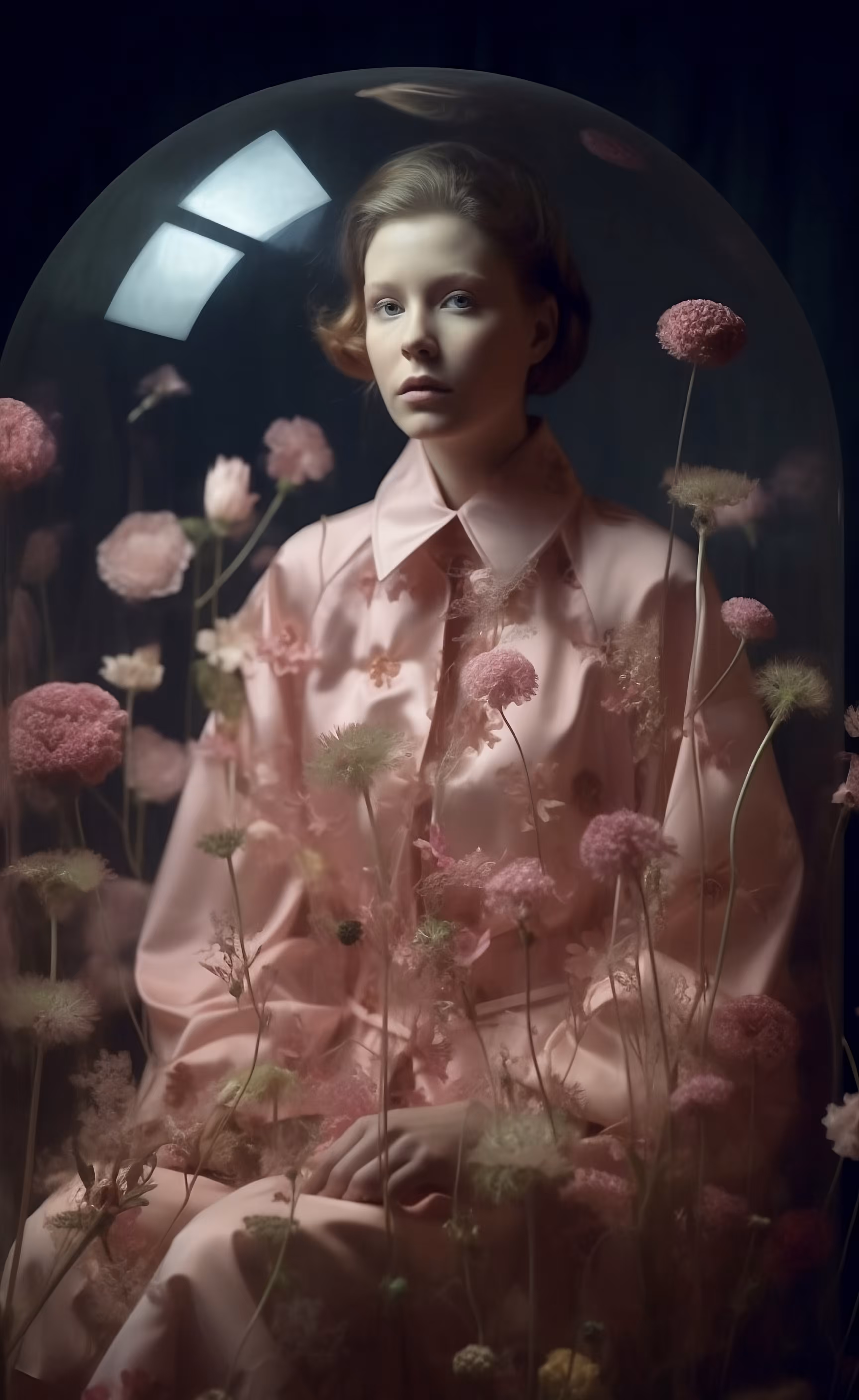 Light pink under glass 