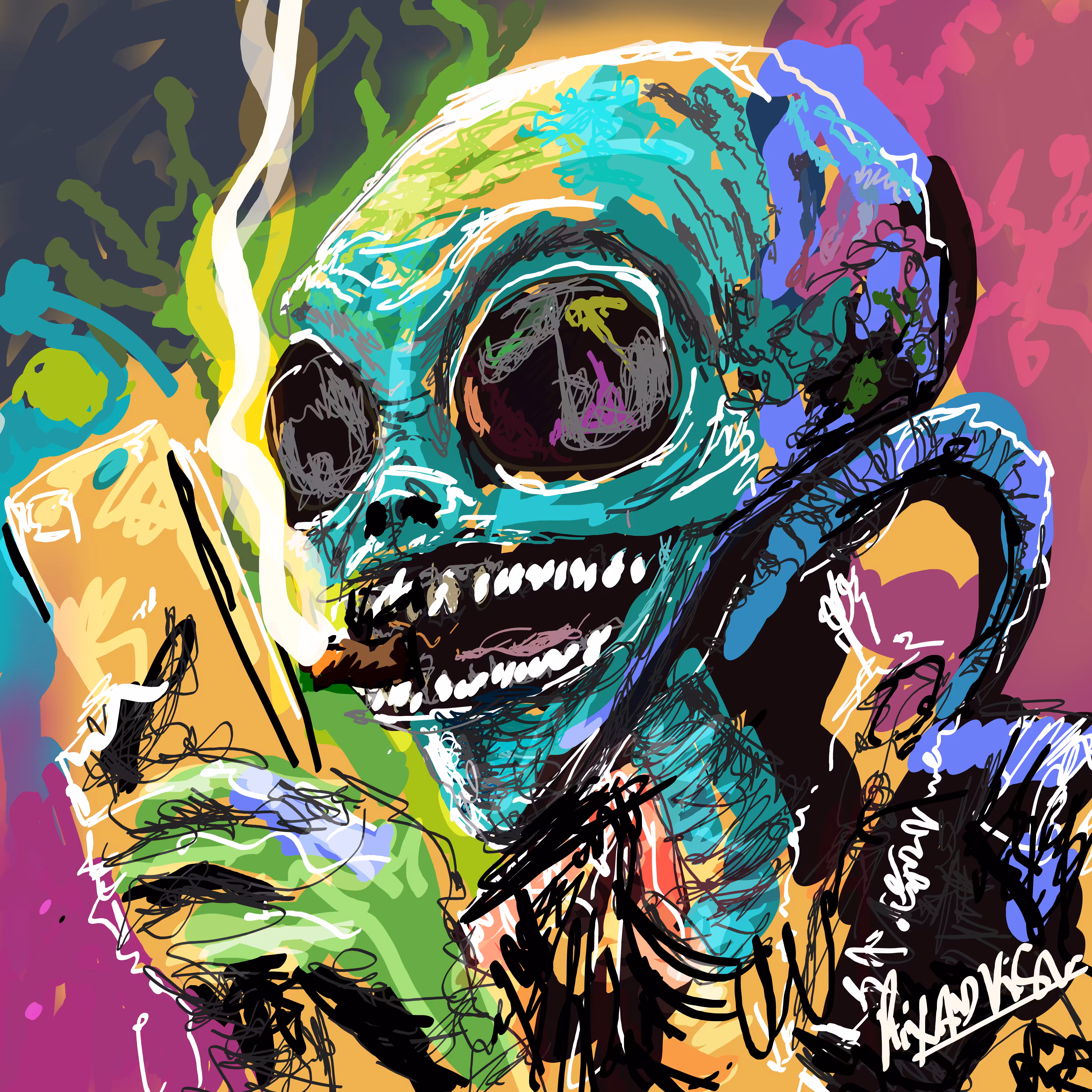 Alien smoking weed and buying nft