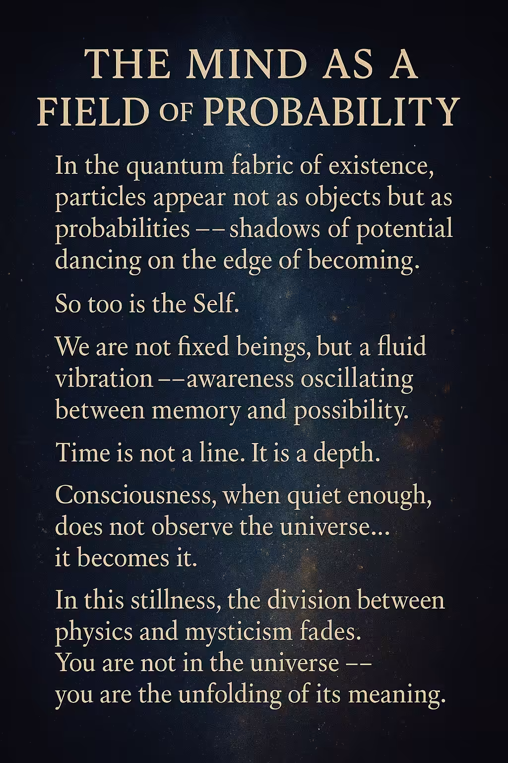 “The Mind as a Field of Probability”
