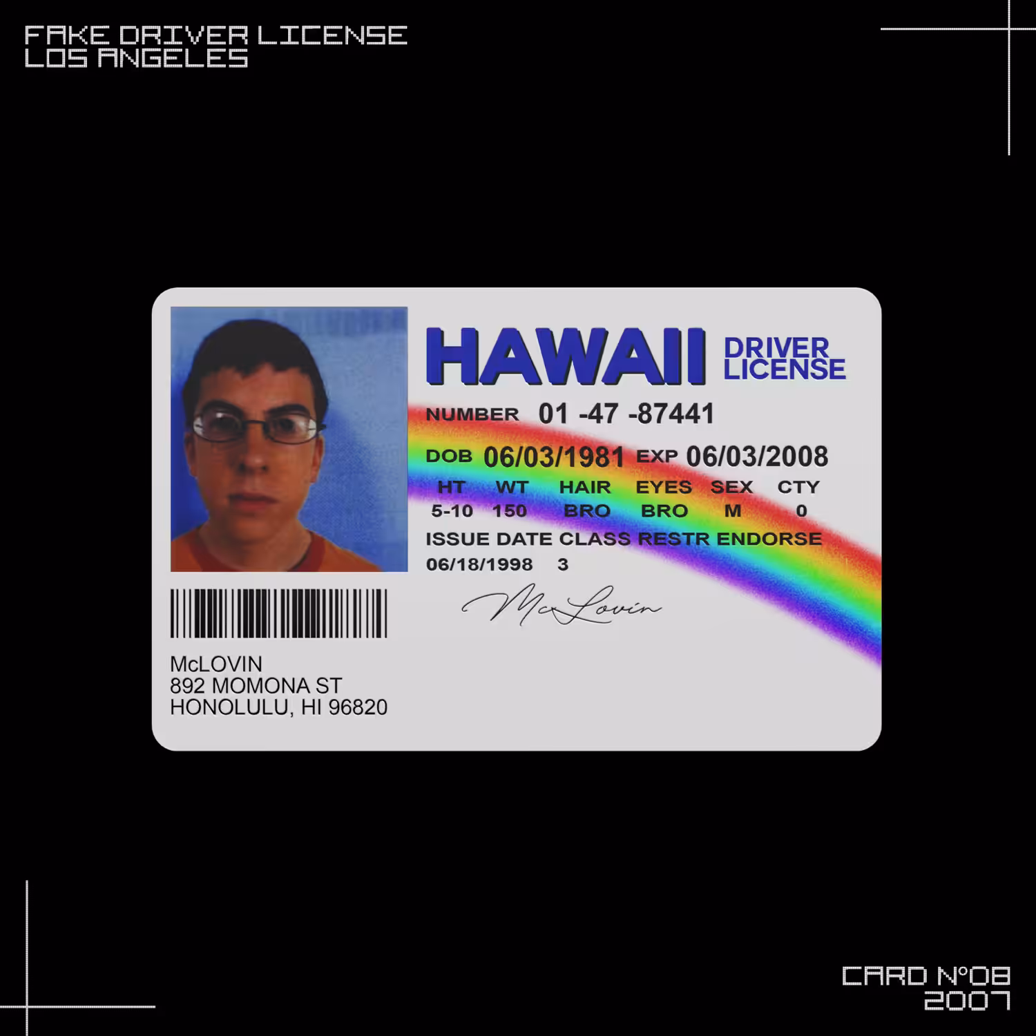 FAKE DRIVER LICENSE CARDn°08