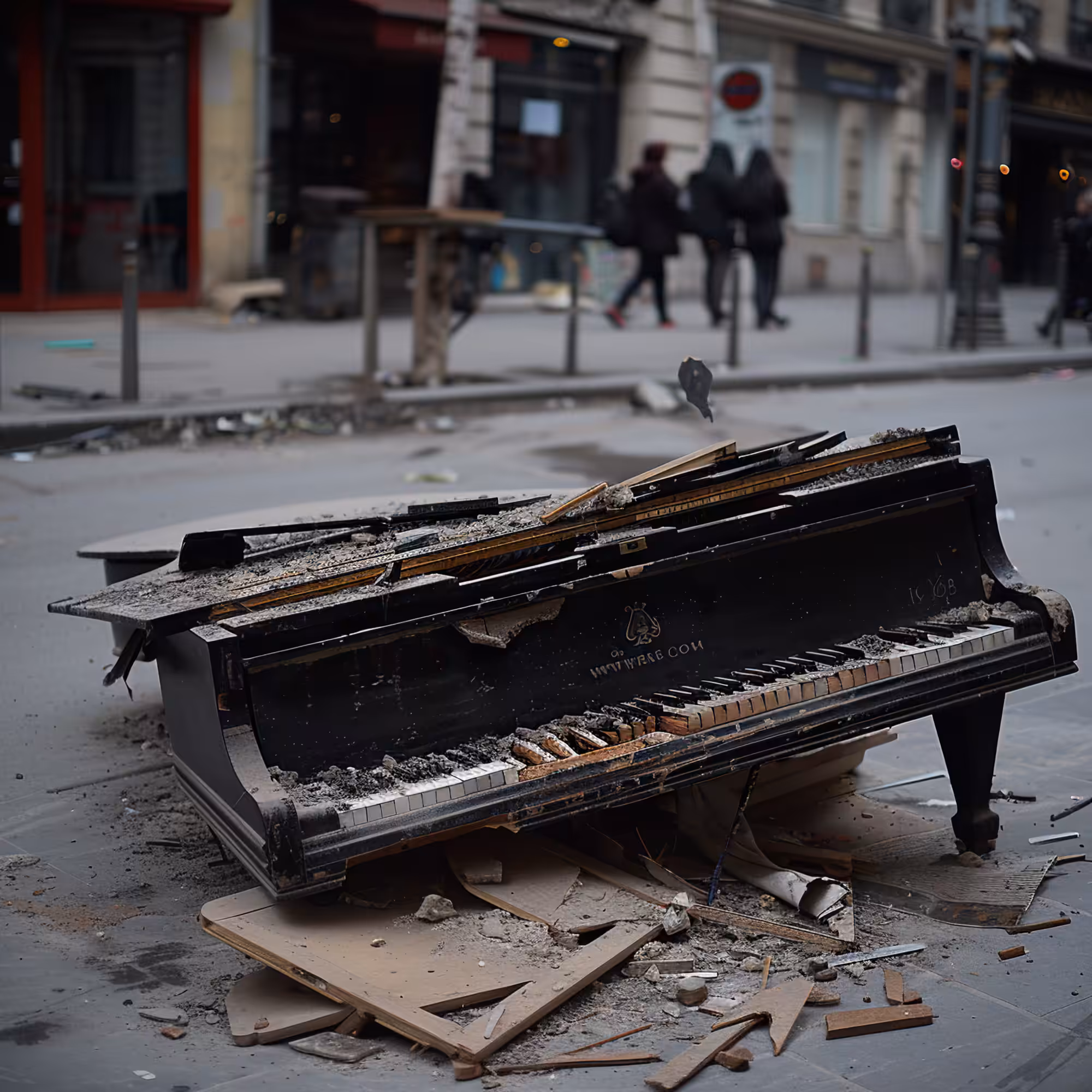 Fallen Black Piano